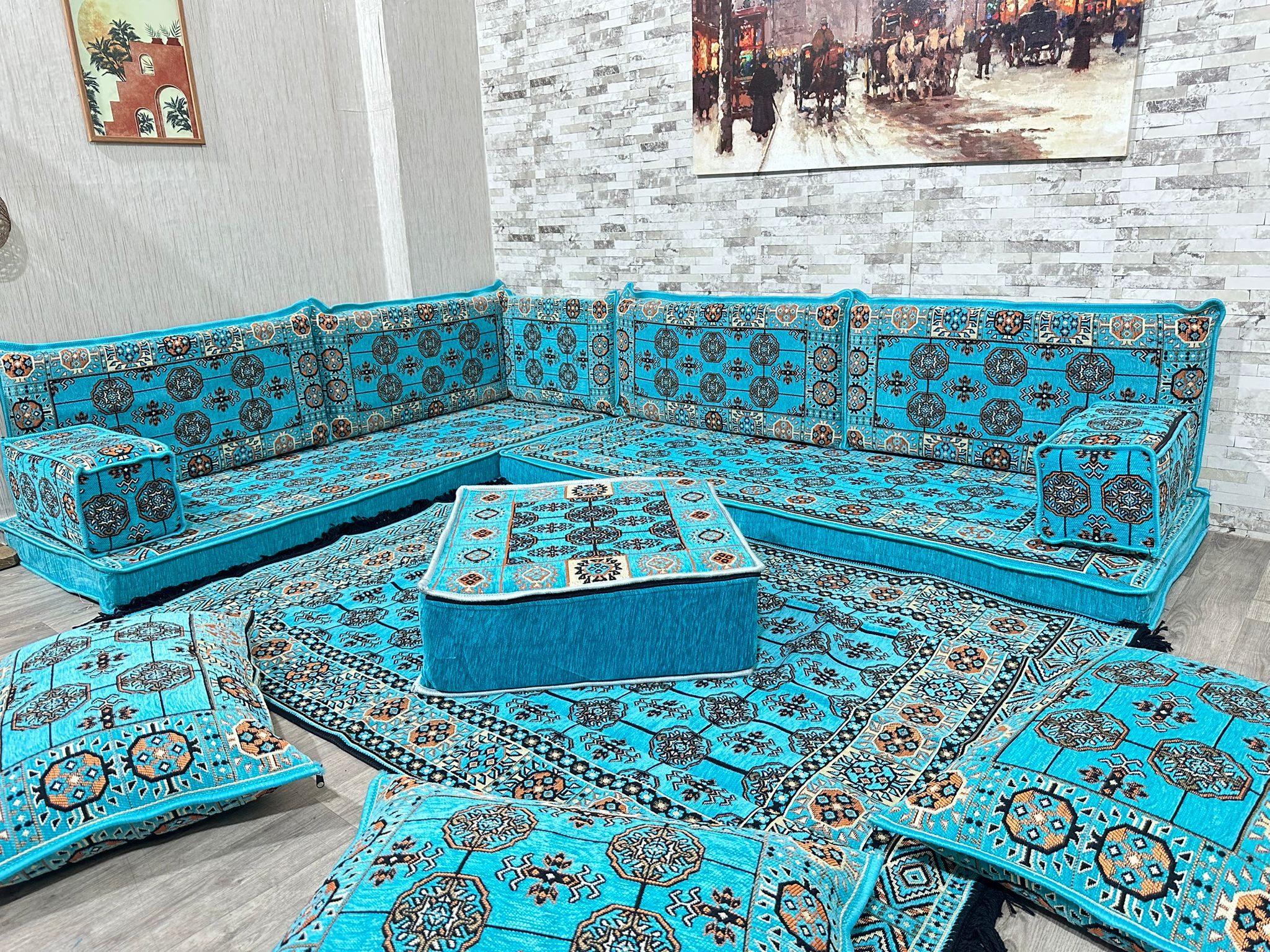 CaddeBuy Sofa Orientalisches Sitzecke Set, Sark, Arabische Ecke Majlis, Kelim, 14 Teile