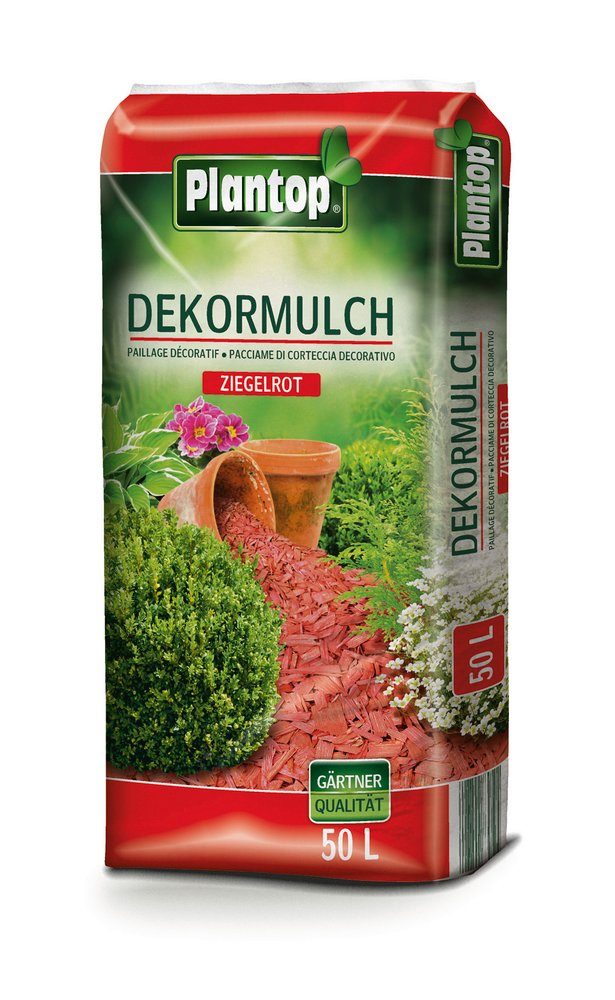 Plantop Blumenerde PLANTOP Dekormulch ziegelrot, 50 Ltr