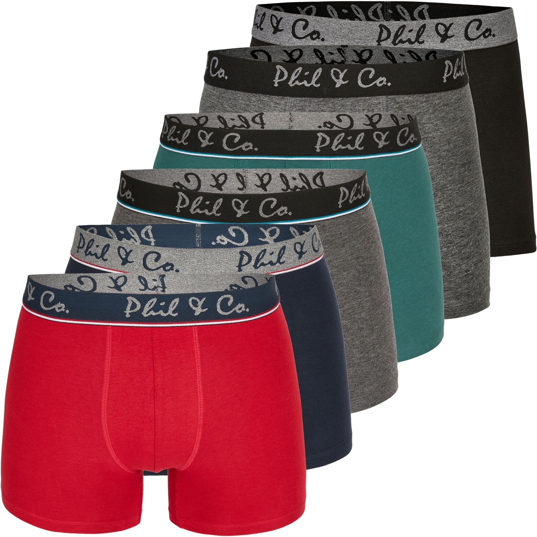 Phil & Co. Boxershorts 6er Pack Phil & Co Berlin Jersey Boxershorts Trunk Short Pant FARBWAHL (1-St) DESIGN 24