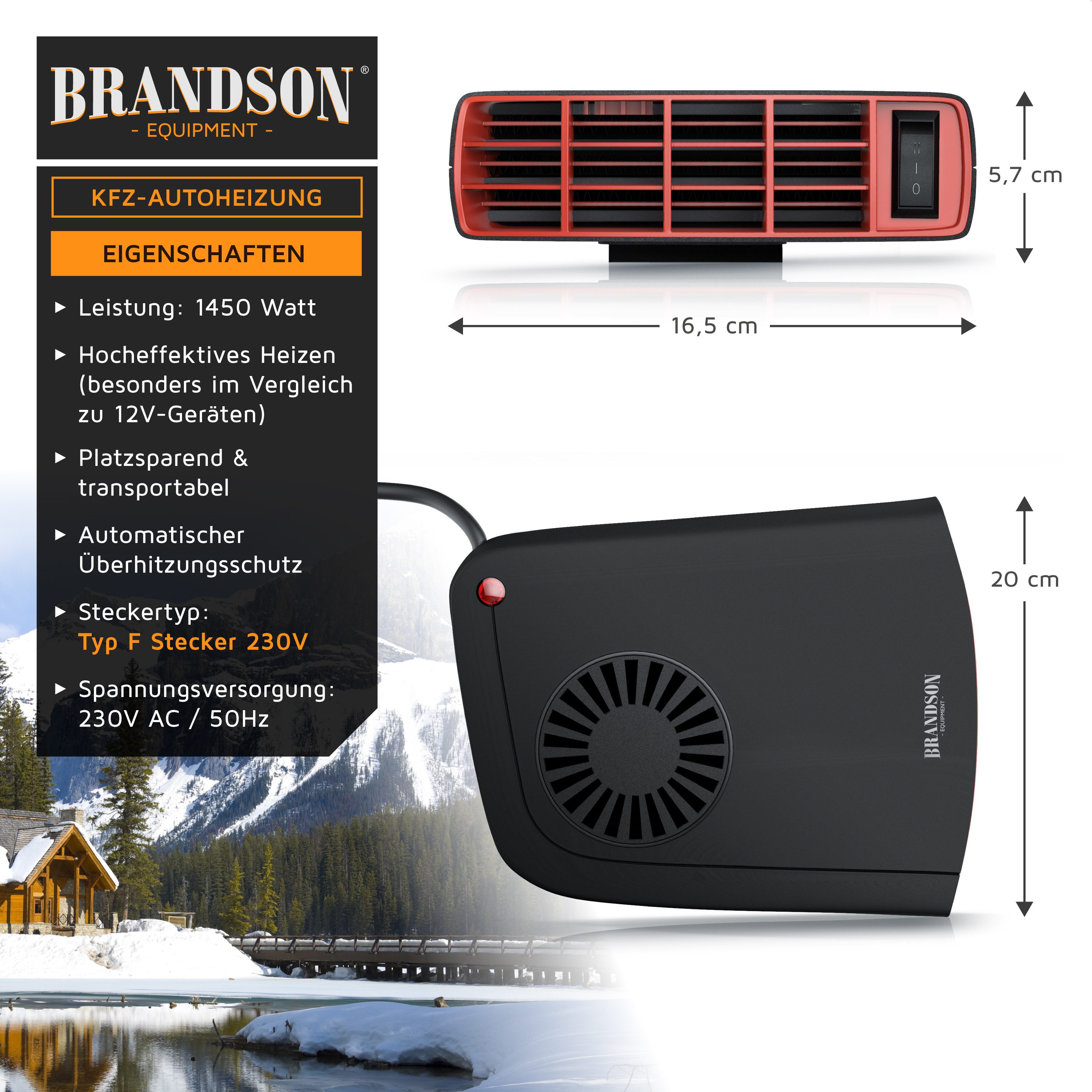 Brandson Heizlüfter 1450 W Innenraumheizung, mobile Auto Heizung, PKW Entfr günstig online kaufen