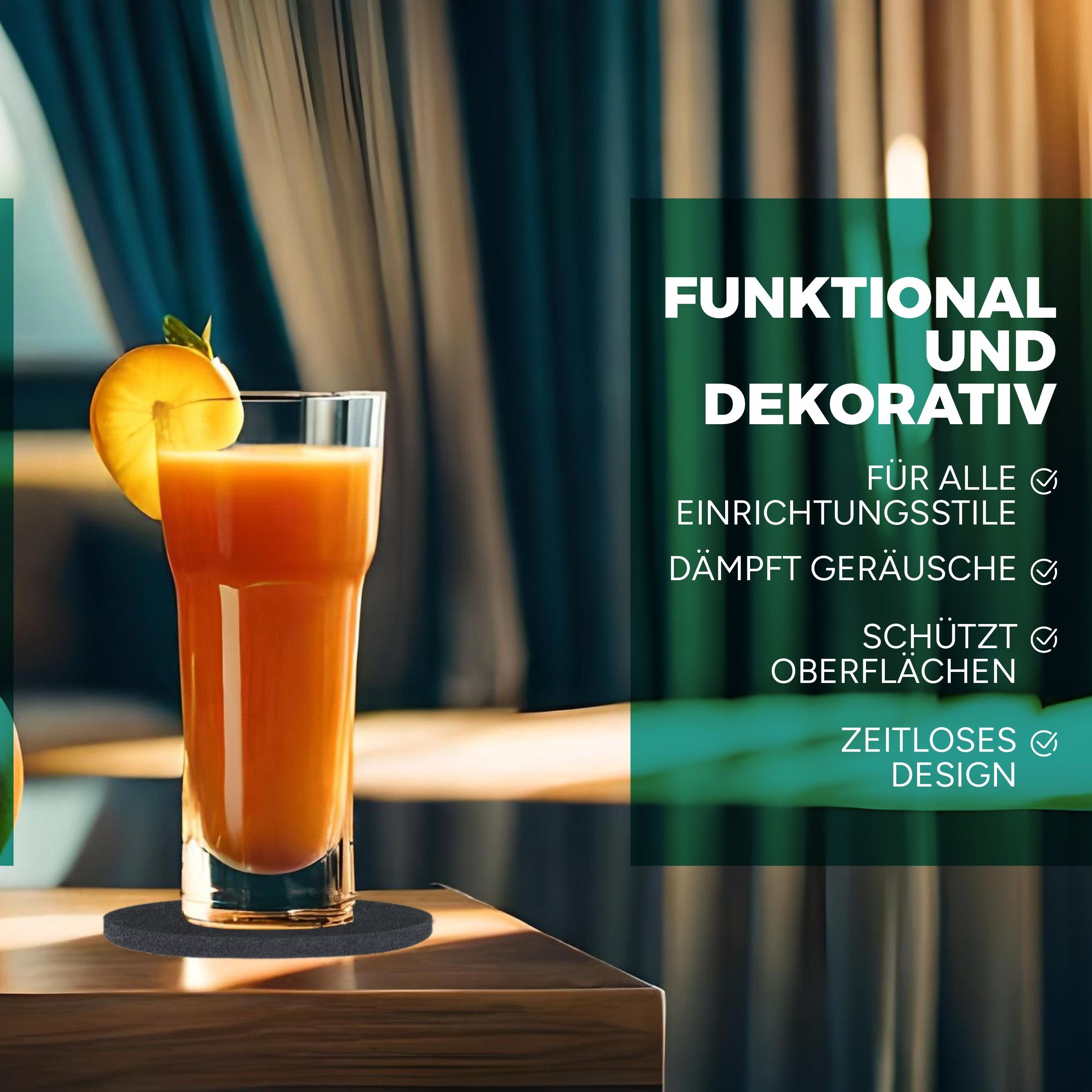 wortek Getränkeuntersetzer Filz-Untersetzer 10 Stück + Box, Anthrazit, Zubehör für Tisch & Gläser, Tassen, Bar, Glasuntersetzer Ø 10 cm inkl. Holzhalterung, was – Bild 4 von 5