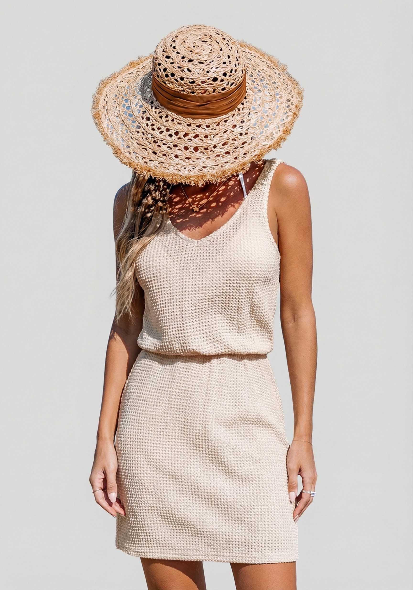 Cupshe Strandkleid V-Ausschnitt Ärmelloses Cover-Up-Kleid