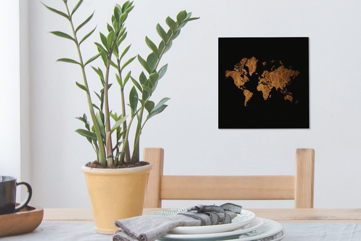 OneMillionCanvasses® Leinwandbild Weltkarte - Gold (1 - St), für Bilder Braun, Schlafzimmer Wohnzimmer Leinwand