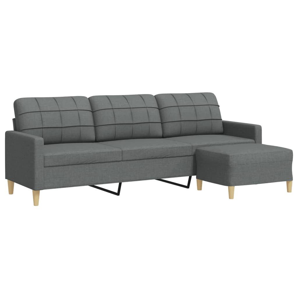 vidaXL Sofa 3-Sitzer-Sofa mit Hocker Dunkelgrau günstig online kaufen