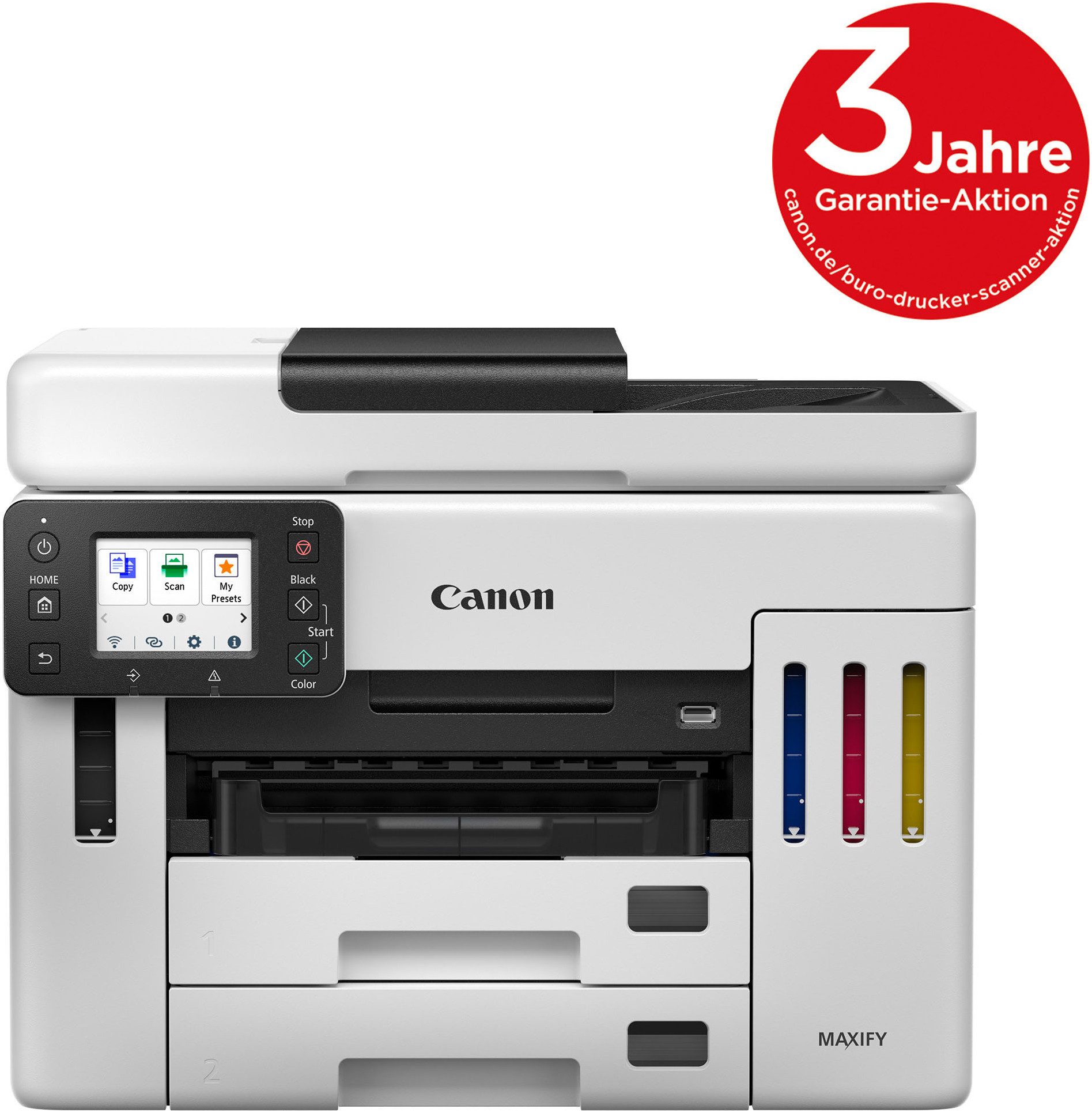 Canon MAXIFY GX7150 Multifunktionsdrucker, (LAN (Ethernet), WLAN (Wi-Fi), 4in1 Tintenstrahl-Multifunktionsgerät mit ADF / niedrigen Druckkosten)