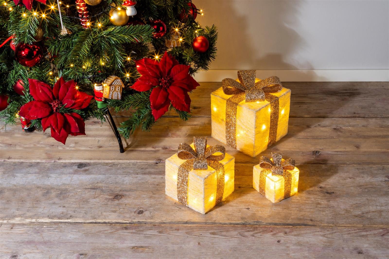 Bambelaa! LED Dekolicht Bambelaa! Led Deko Leucht Geschenk Boxen 3er Set inkl. Timer Funktion, Gelb – Bild 2 von 5