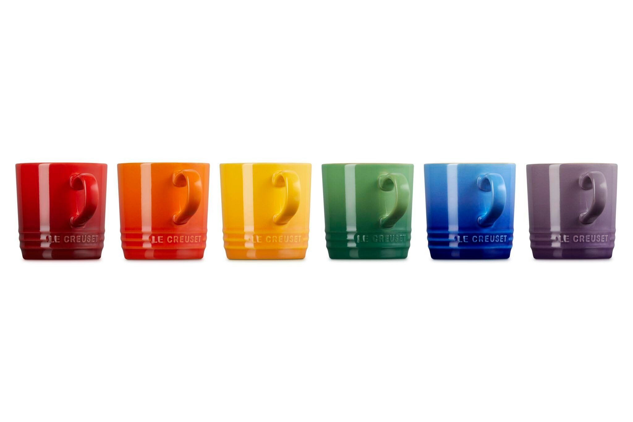 LE CREUSET Cappuccinotasse Regenbogen-Set mit 6 Tassen, 200 ml, Steinzeug, 79114205219030