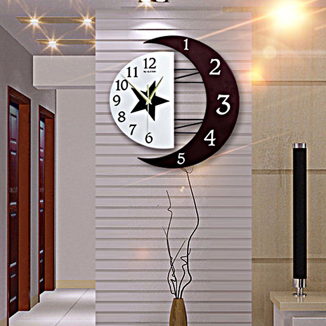HOPPO~ Wanduhr 32CM kreative Mode Wanduhr, Wohnzimmer leise dekorative Wanduhr