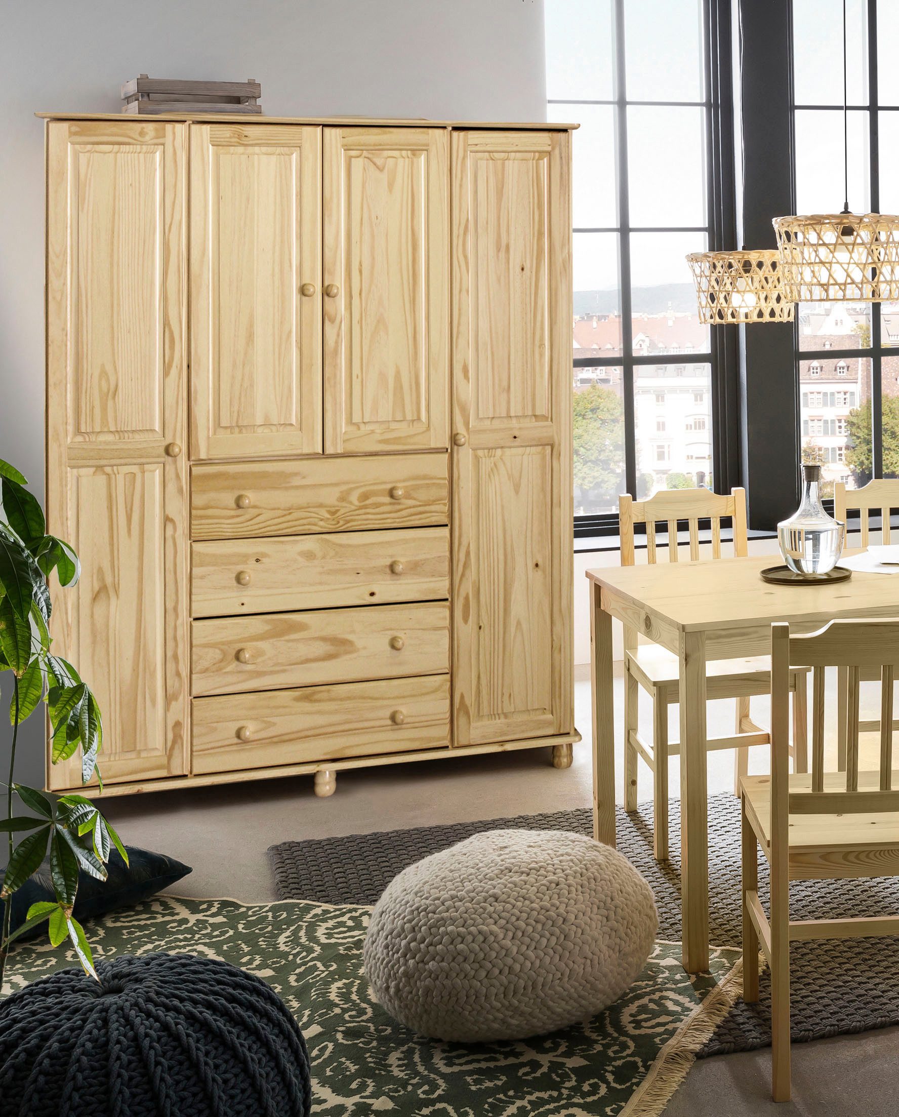 Home affaire Kleiderschrank 1 Stk. tlg. gefertigt aus massivem Kiefernholz günstig online kaufen