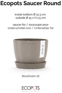 ECOPOTS Topfuntersetzer Rund 15 Taupe, Zubehör für Ecopots Pflanzgefäße, für innen und außen: frostsicher, bruchsicher und lichtbeständig