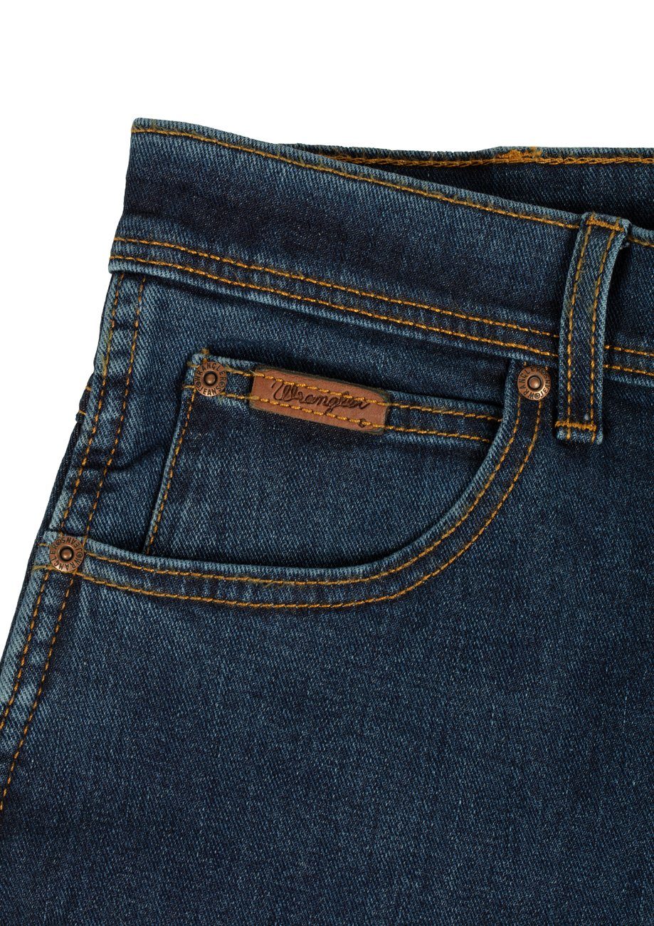 Straight-Jeans Texas Jeanshose Stretchanteil (W12133009) Wrangler darkstone mit
