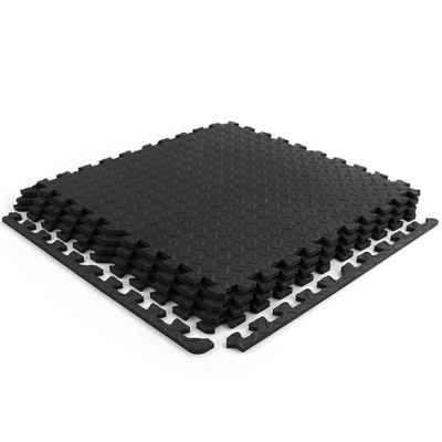 RAMROXX Bodenschutzplatte Riffelblech Puzzle Sportmatte Schwarz 61x61cm 10mm 4 Stück