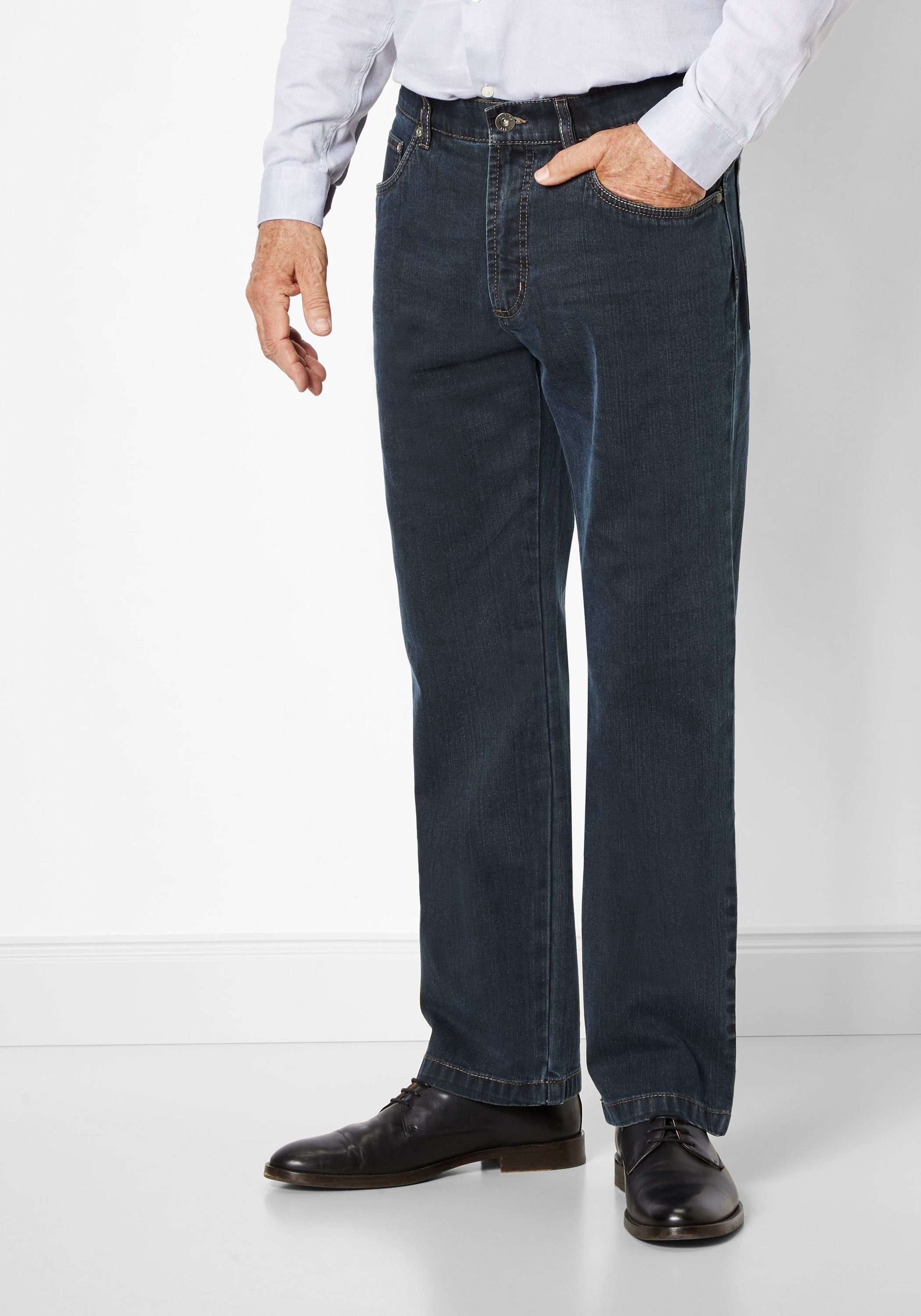 Suprax Regular-fit-Jeans Jeans mit elastischem Komfort-Dehnbund und Sicherheitstasche dark stone
