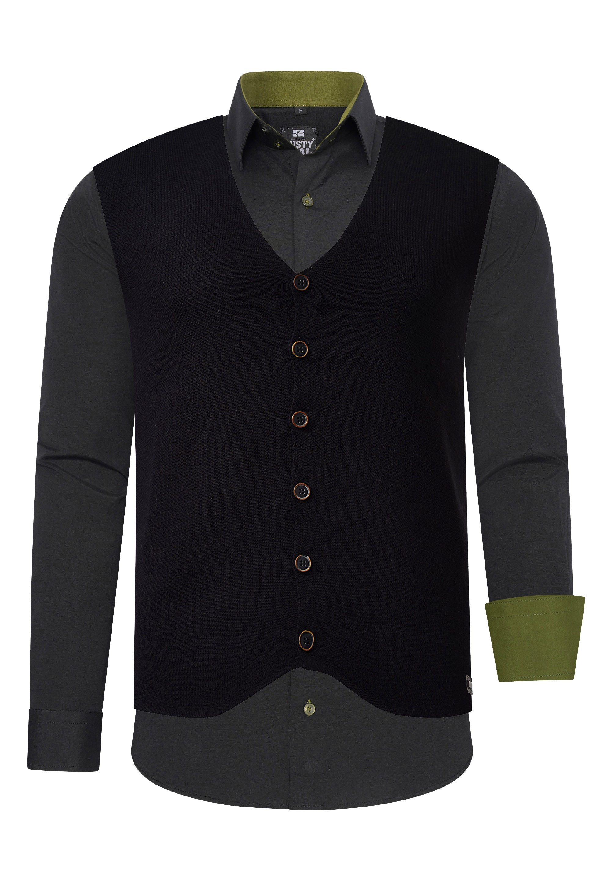 Rusty Neal Langarmhemd mit Weste günstig online kaufen