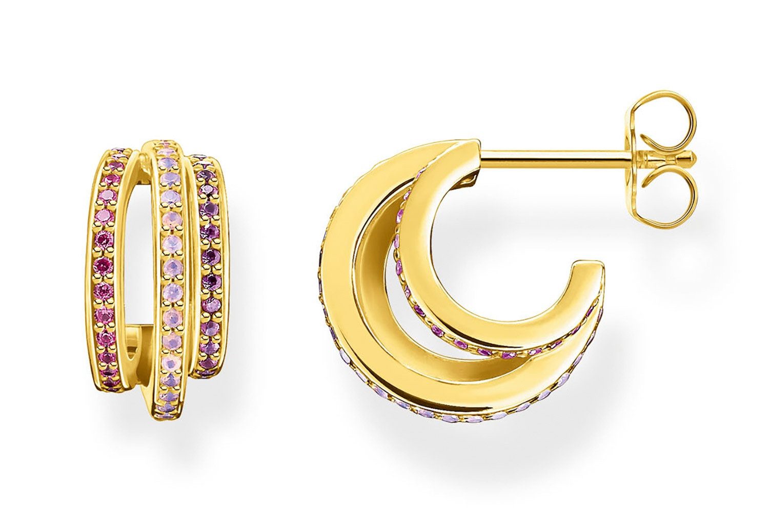 THOMAS SABO Paar Ohrstecker Damen-Goldfarben Farbige e