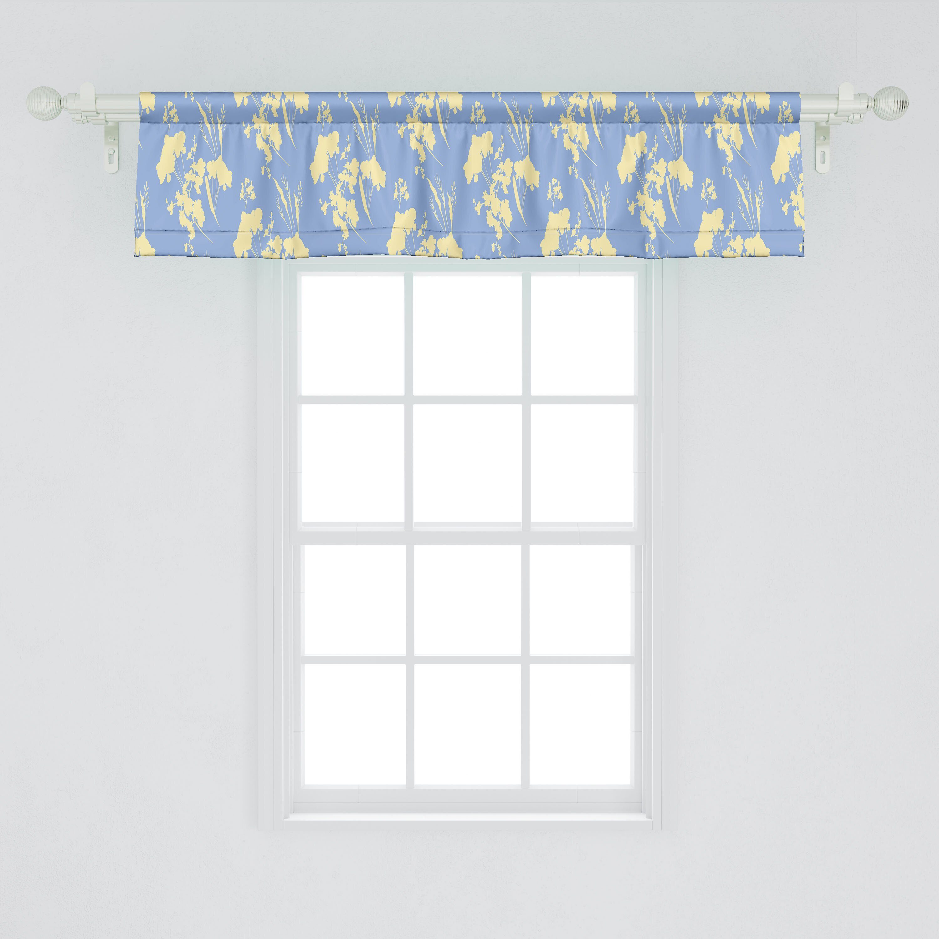 Scheibengardine Vorhang Volant für Monochrom Blumen Abakuhaus, Küche mit Microfaser, Abstrakt Botanics Dekor Schlafzimmer Stangentasche