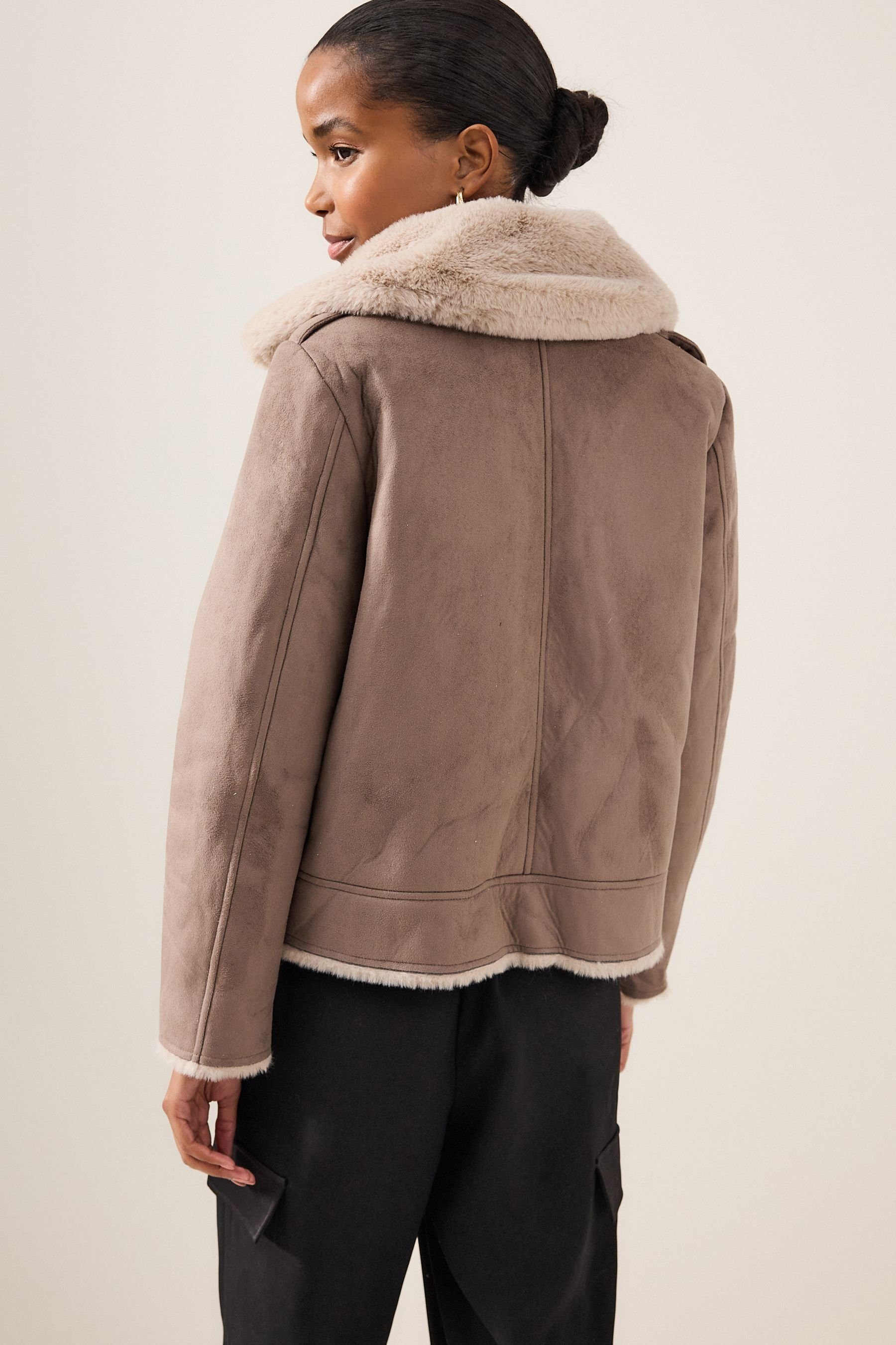 Next Fellimitatjacke Bikerjacke aus Velours mit günstig online kaufen