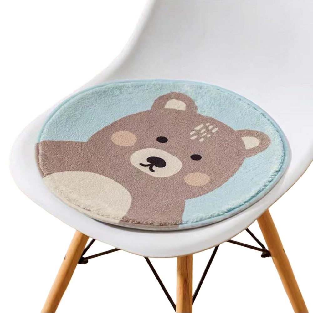 Coonoor Stuhlkissen Winter Weiche Runde Stuhlkissen Nette Cartoon Tier Kinder Sitzkissen, für Outdoor Indoor Gartenstuhl Home Office Kinderschule