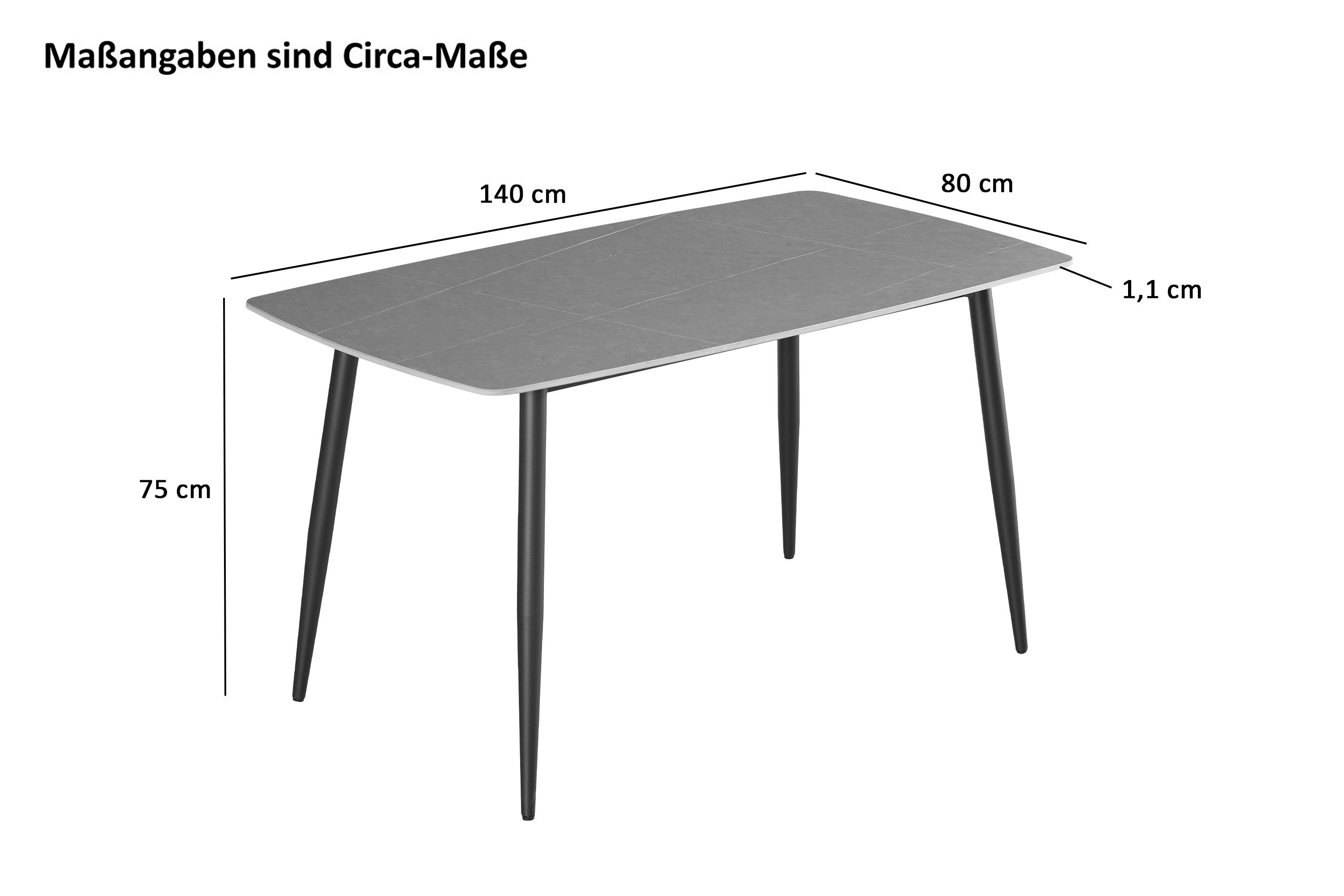 Trelevo® Esstisch Aushda 140, Keramik, verschiedene günstig online kaufen