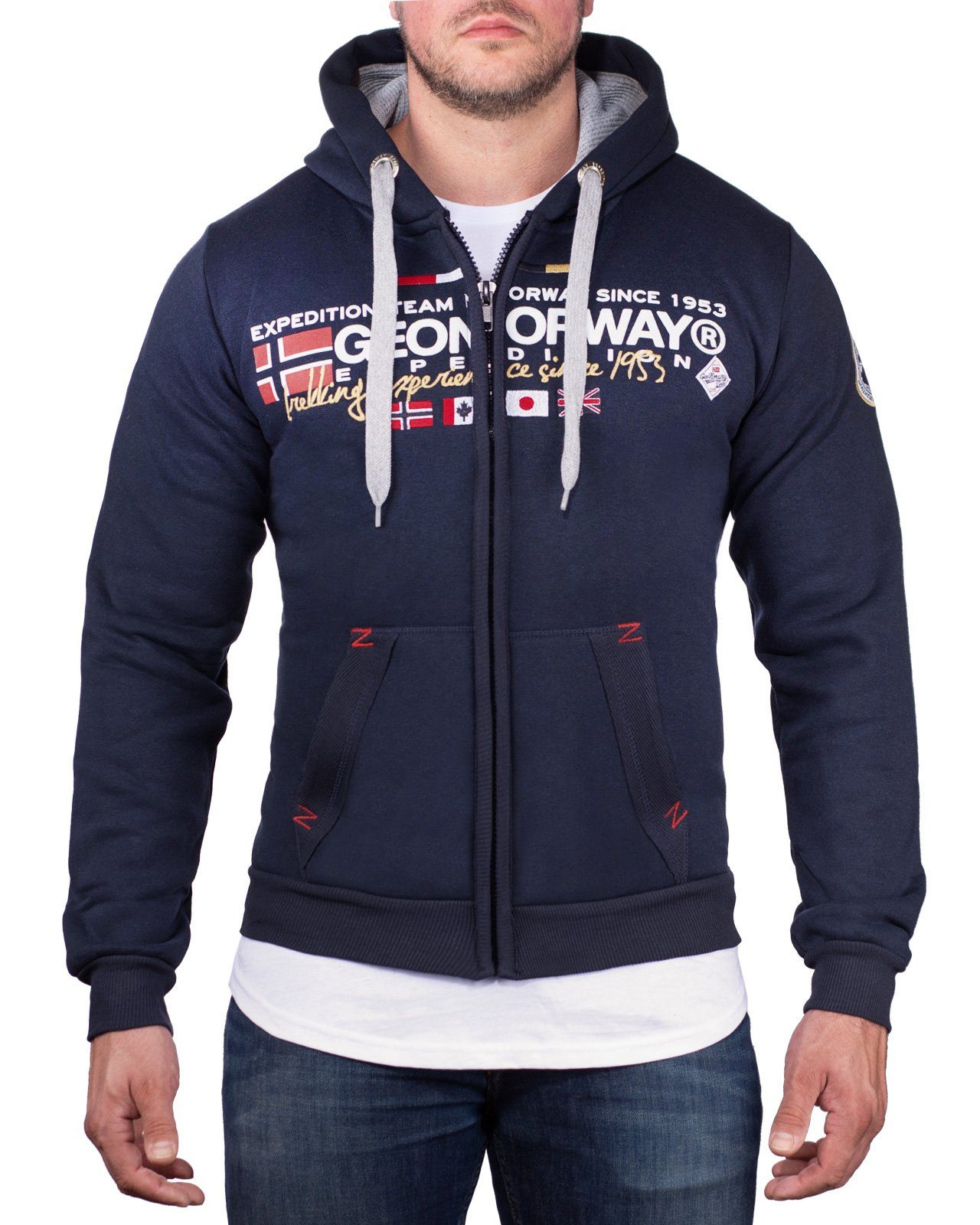 Hoodie (1-tlg) Norway Design Herren bagaliator navy Kapuzensweatjacke Aufdruck Geographical