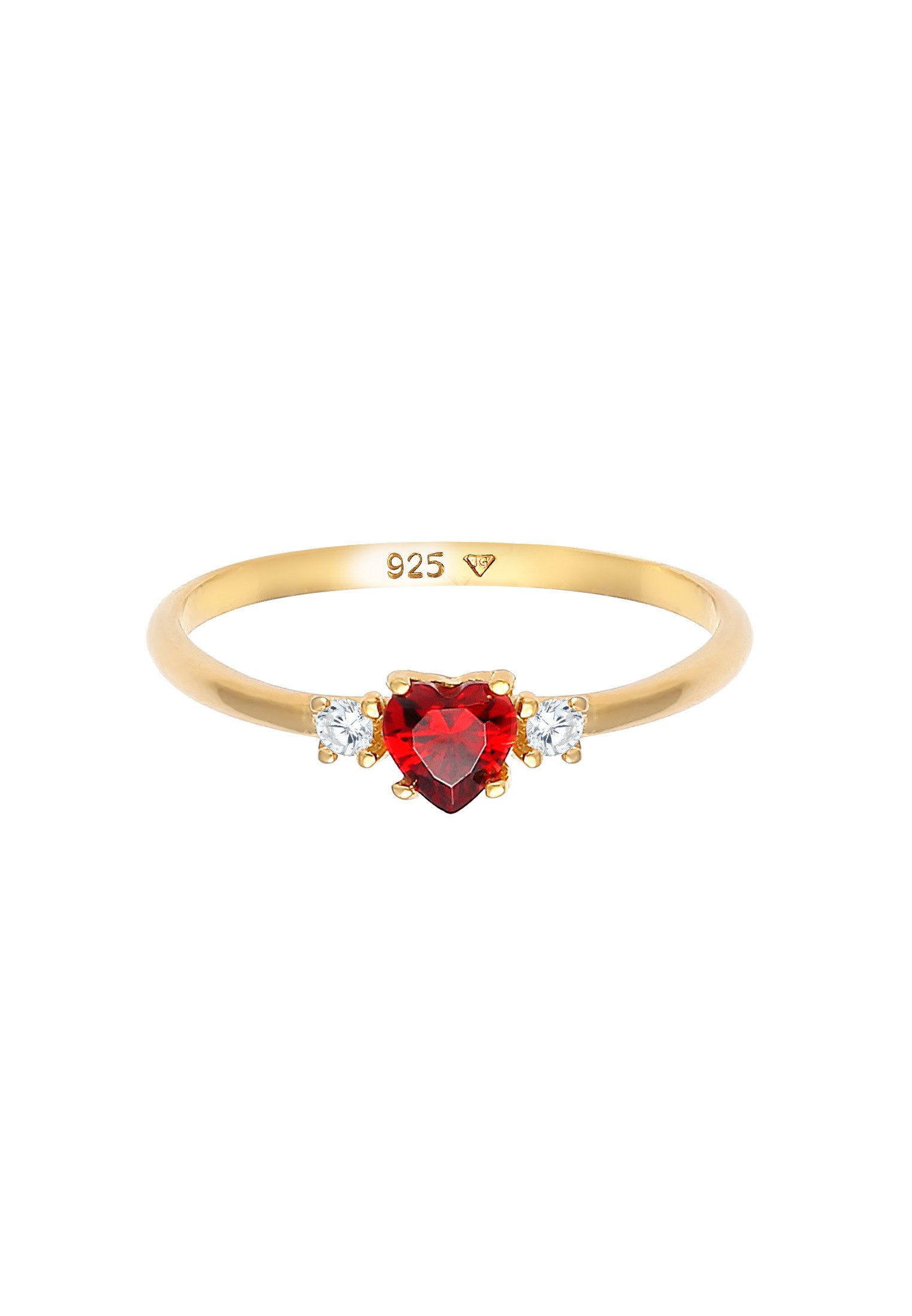 Elli Fingerring Herz Zirkonia Rot Liebe günstig online kaufen