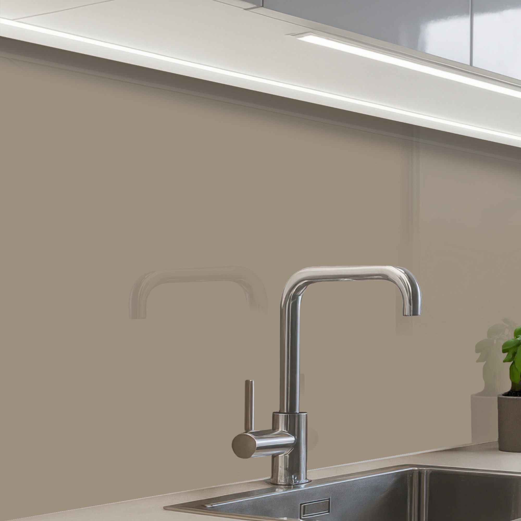 KitchenYeah Küchenrückwand selbstklebend Interieur - Farben - Beige, (1-tlg günstig online kaufen