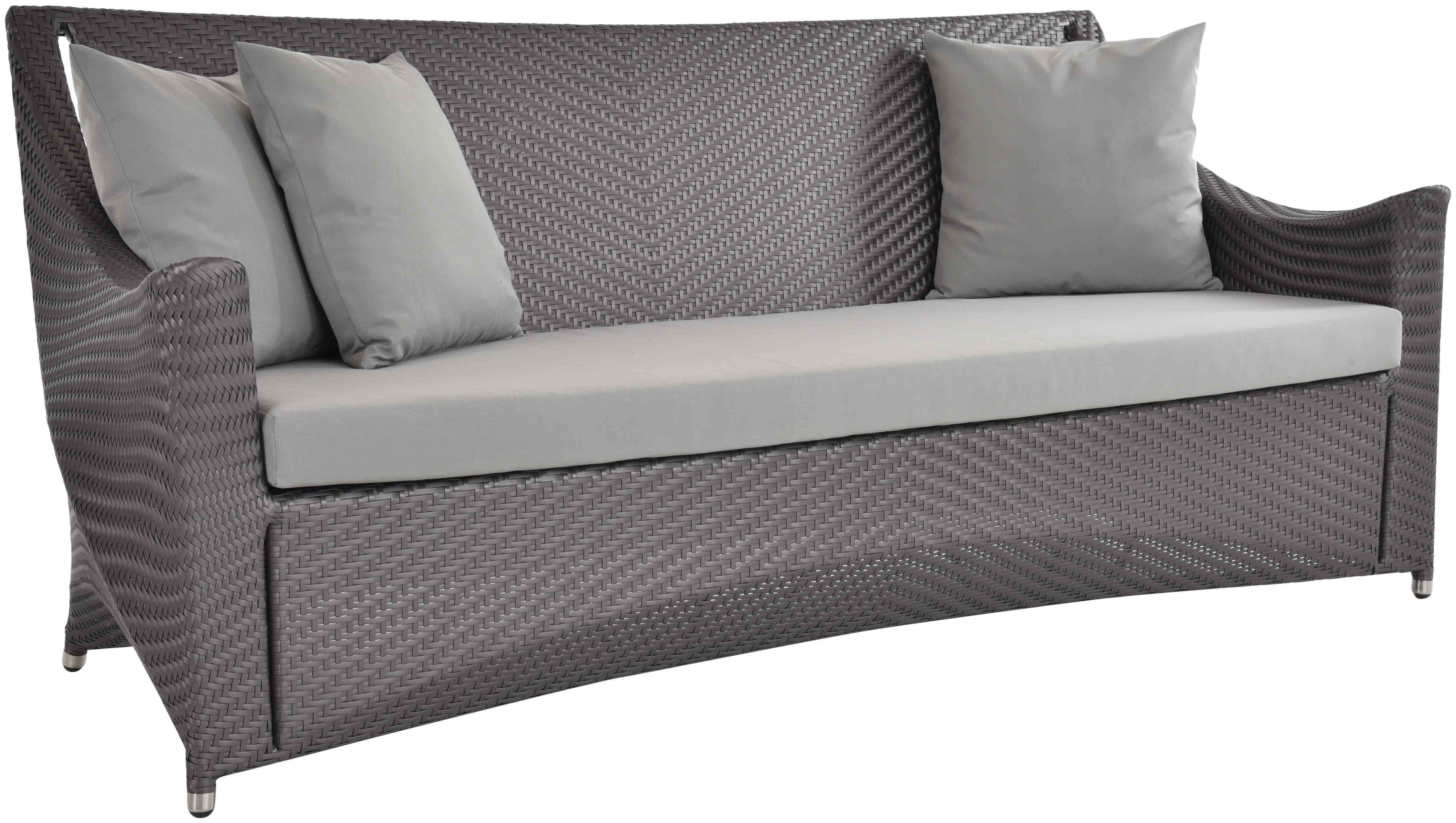 Krines Home Loungesofa Outdoor Sofa Wing Gartensofa Polyrattan Dreisitzersofa wetterfest, unempfindlich