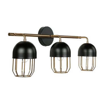 Licht-Erlebnisse Wandleuchte QUIN, ohne Leuchtmittel, Wandlampe Metall 3-flammig Loft Design E14 in Schwarz Gold