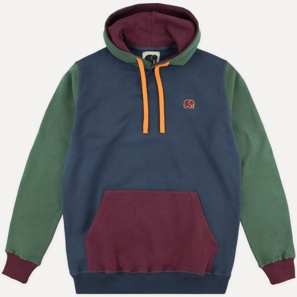 Trendsplant Rundhalspullover Organic Color Block Hoodie Trendsplant Blue