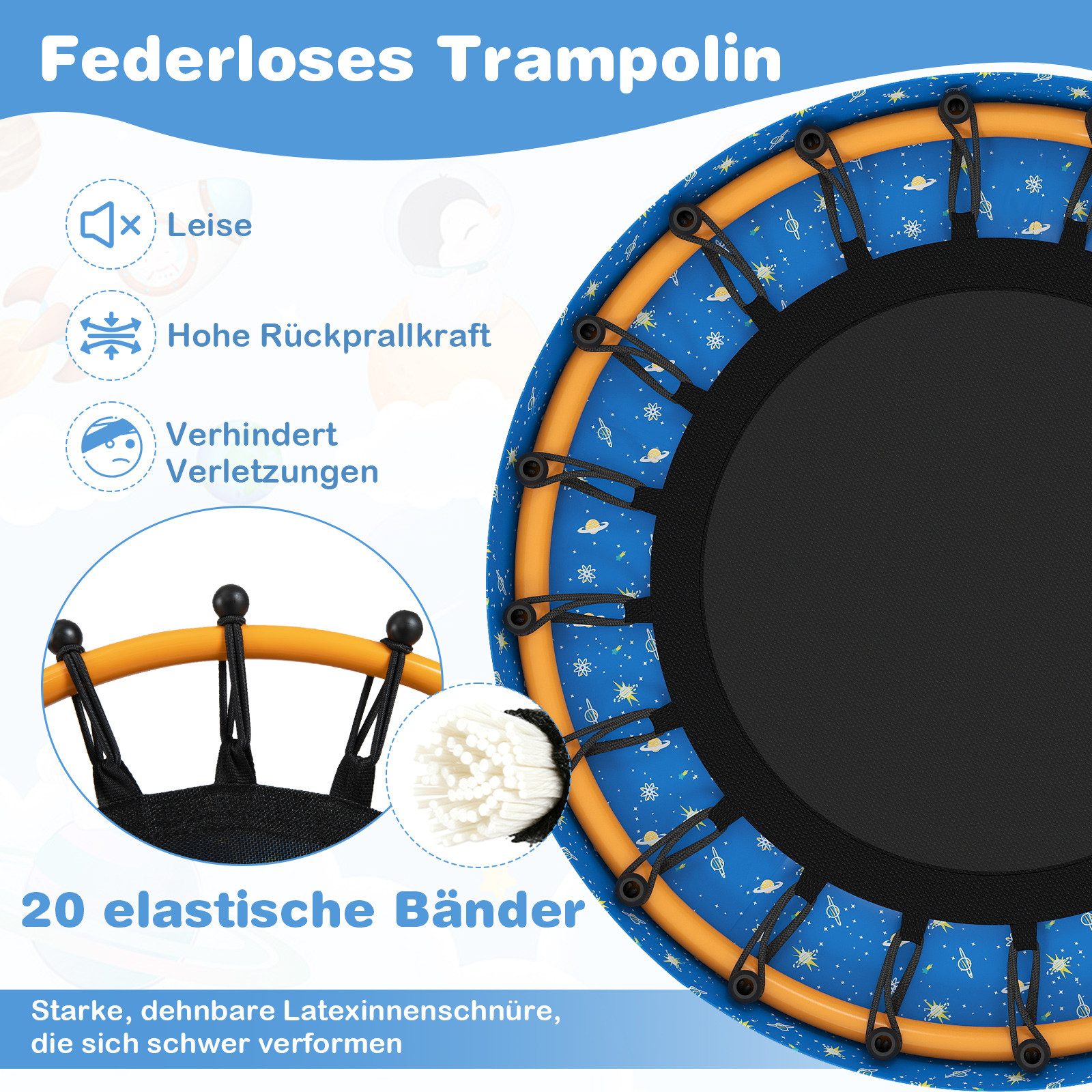 COSTWAY Kindertrampolin, Ø 71 cm, (1 tlg), Trampoin, mit Griff & Randabdeckung