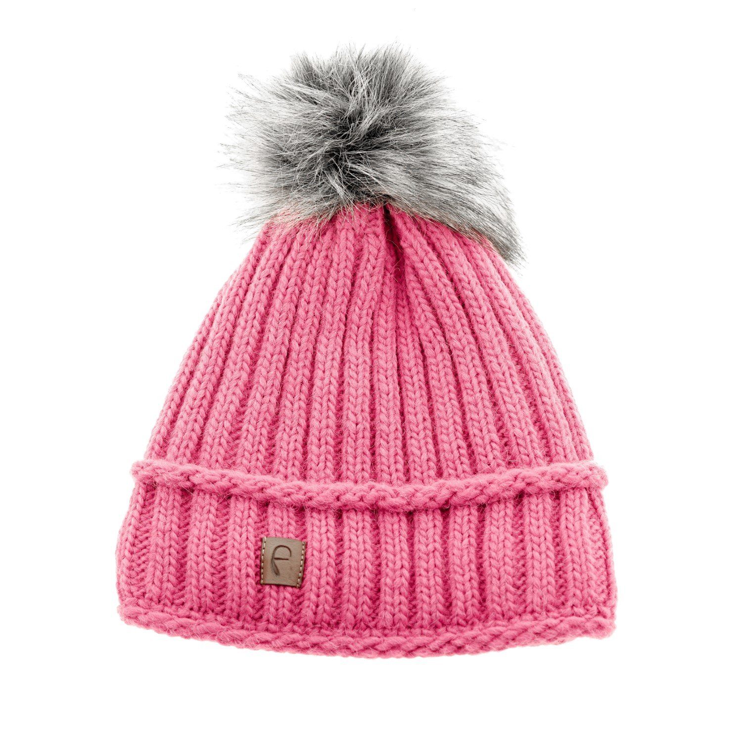 Faera Bommelmütze Wintermütze warm gefüttert Kunstfell Bommel-Mütze Fleece-Futter