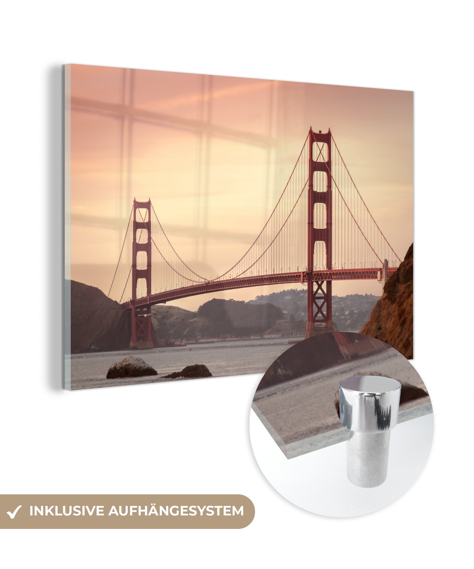 MuchoWow Acrylglasbild San Francisco - Brücke - Amerika, (1 St), Acrylglasbilder Wohnzimmer & Schlafzimmer
