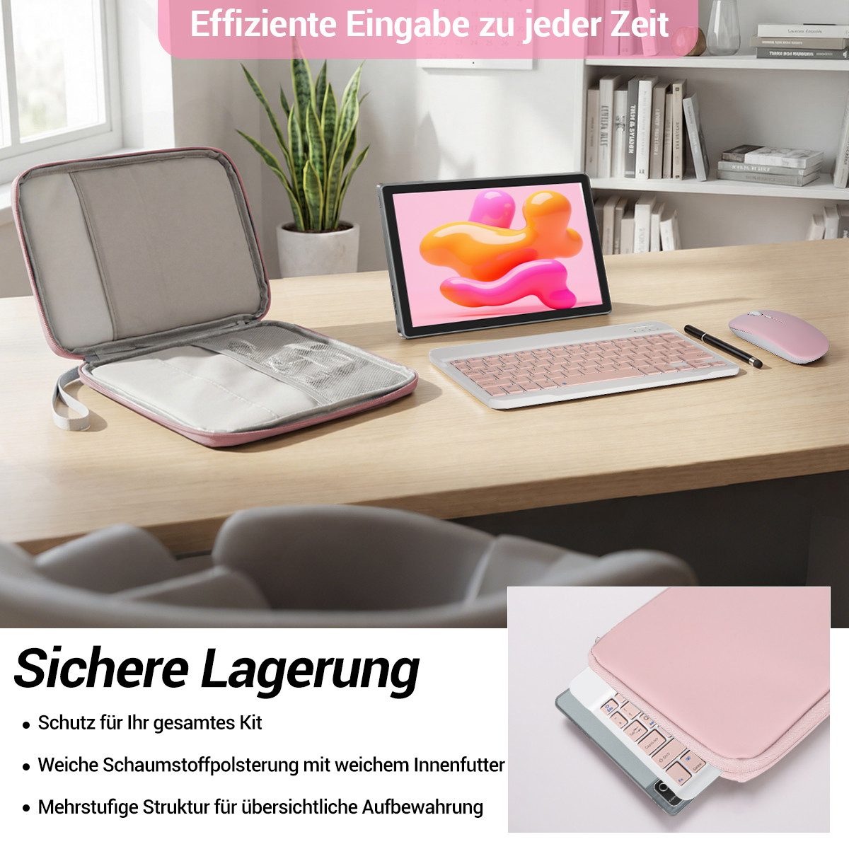 BUFO 10 Zoll Android, 30(6+24)GB RAM, 128GB/256GB, mit Tastatur/Maus/Stift Tablet (10", 128 GB, Android 15, Octa-Core, mit Stift/Maus/Tastatur) grau|rosa