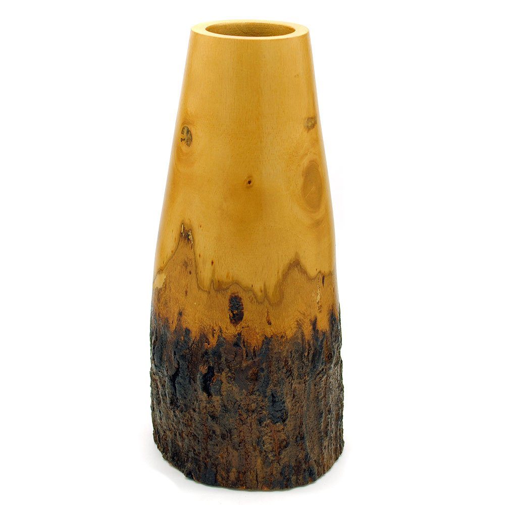 Höhe Holz aus cm 30 Mango, Dekovase Vase mit Rinde, Gedeko Holzvase