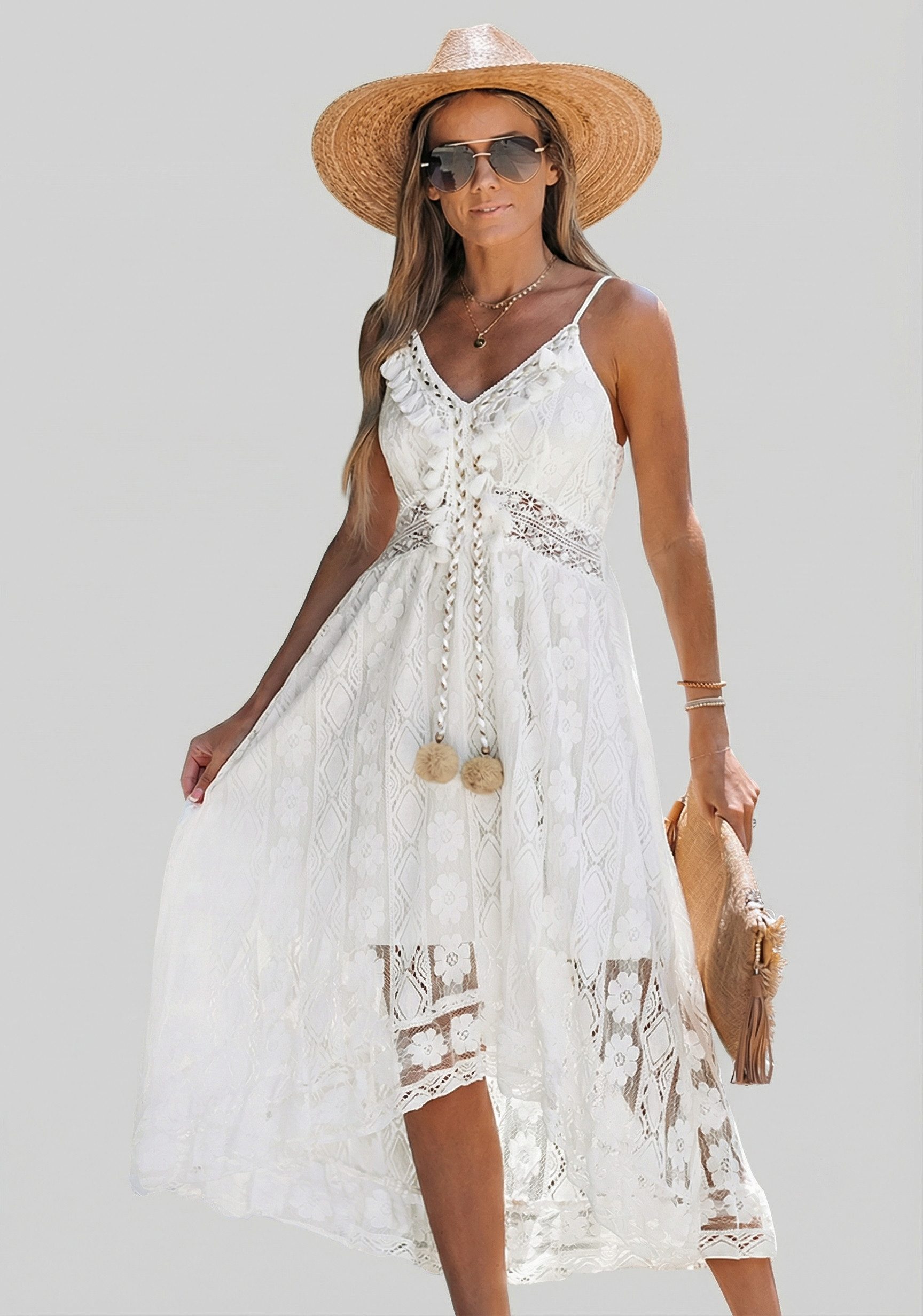 Cupshe Strandkleid Kleid mit Schnürung und Falten Rüsche