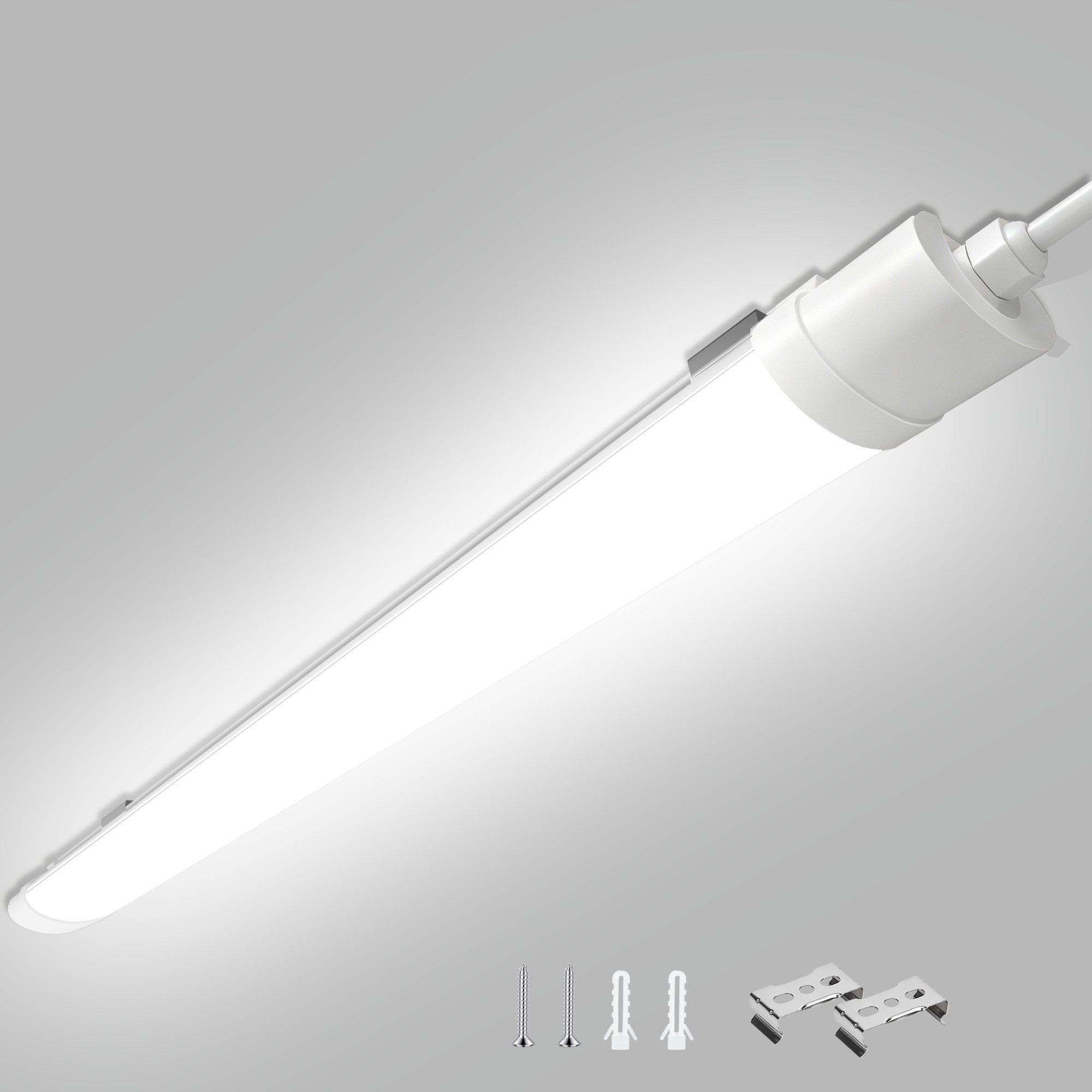 Lujasi LED Deckenleuchte 4er Pack LED Feuchtraumleuchte 90cm 24W - Feuchtraum Wannenleuchte, flimmerfrei, LED fest integriert, Neutralweiß, LED Röhre für Kellerlampe, Werkstattlampe, Küchenlampe, Badlampe