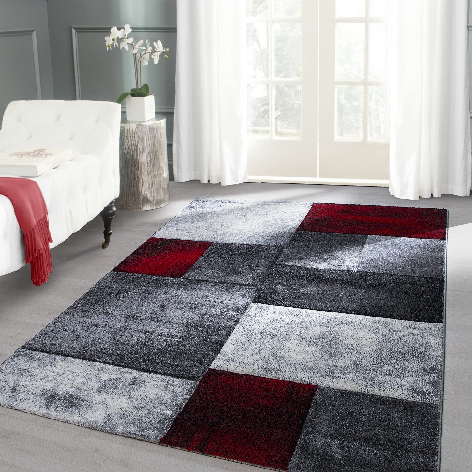 Carpettex Frisé-Teppich Kariert Design, Läufer, Höhe: günstig online kaufen