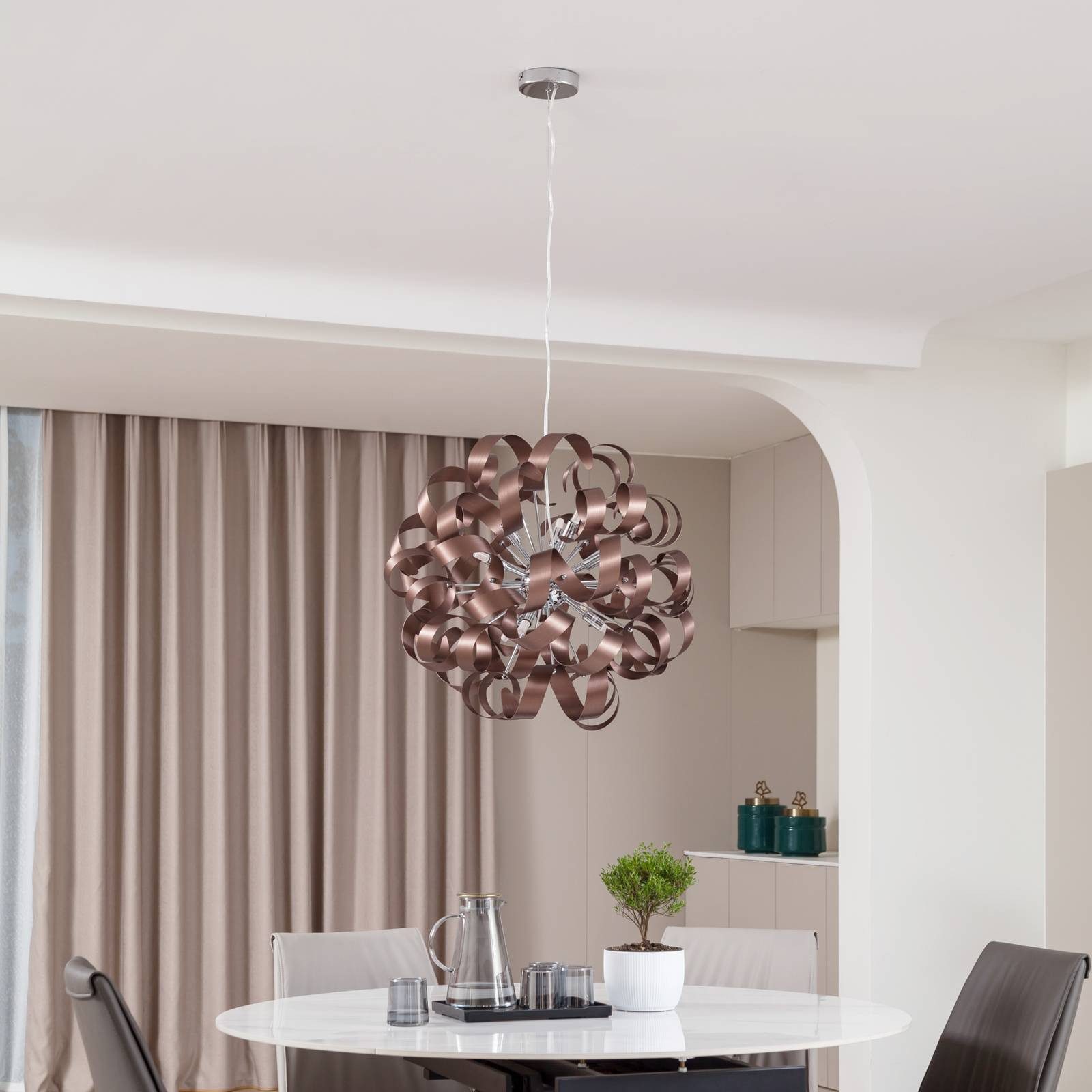 Lucande Hängeleuchte Kaelor, Metall, Kupfer IP20, 12 x 8 W LED
