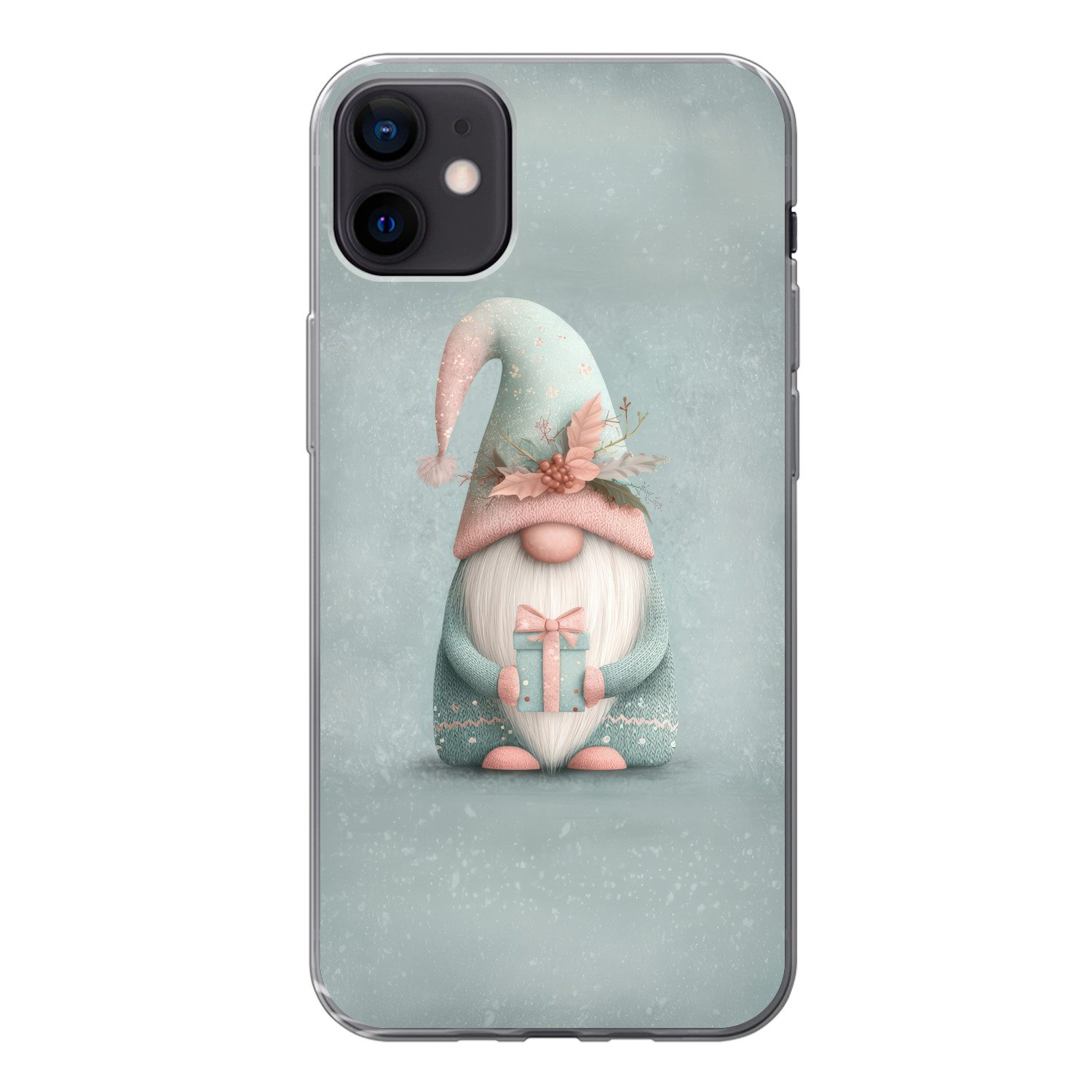 MuchoWow Handyhülle für Apple iPhone 12 Mini Weihnachtszwerg - Geschenk - Grün, Smartphone-Bumper, Print, Handy Schutzhülle Dünn