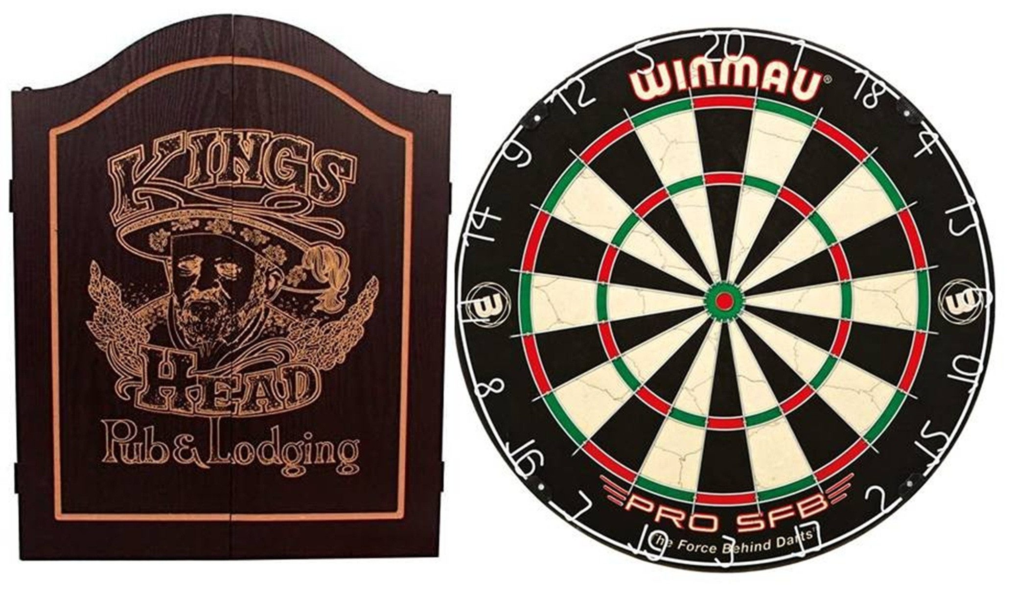 Empire.Dart Dartscheibe Dartschrank Kings Head schwarz inkl. WINMAU Sisal Board