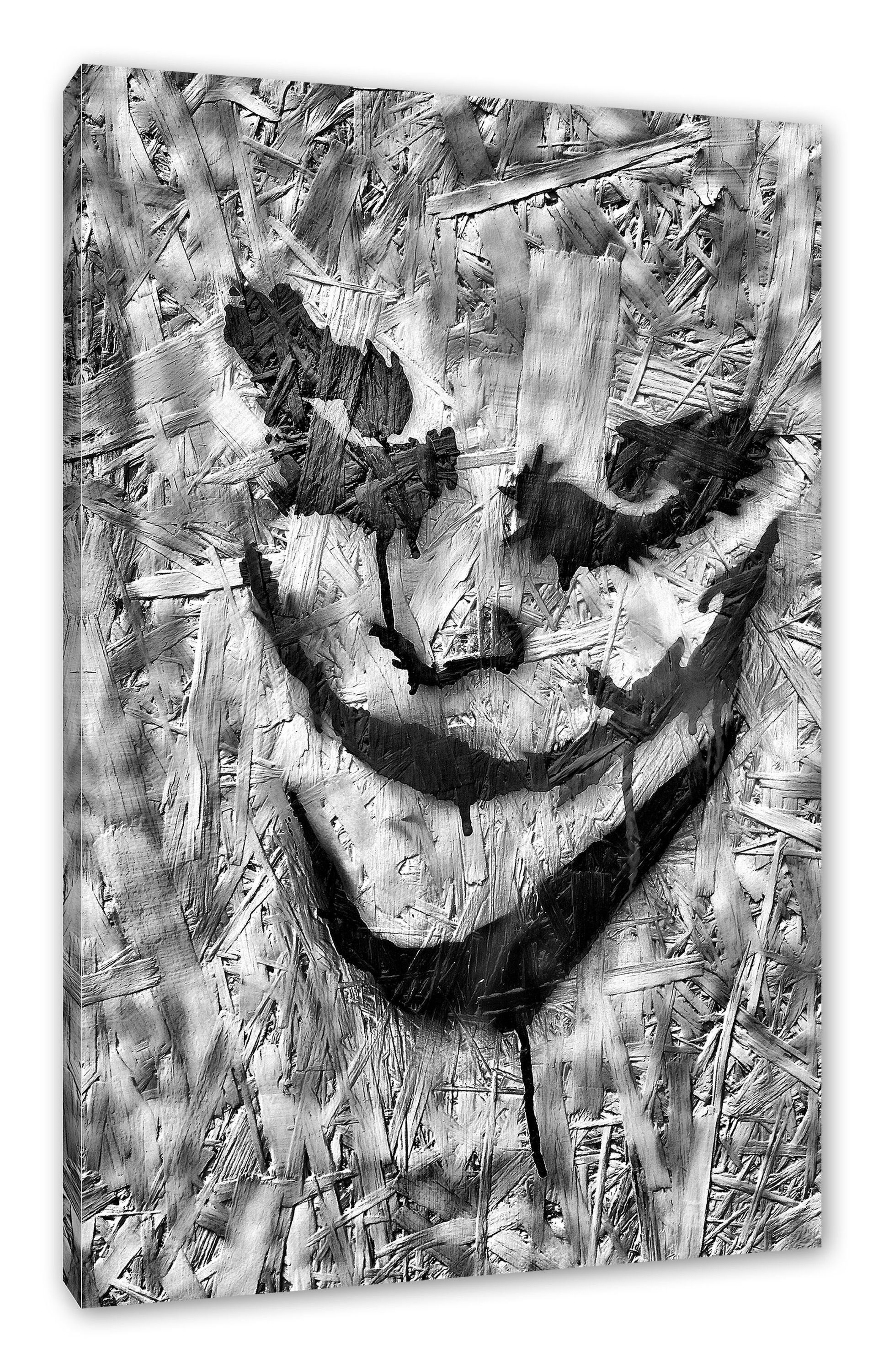 Pixxprint Leinwandbild Böser Clown Gesicht, Böser Clown Gesicht (1 St), Leinwandbild fertig bespannt, inkl. Zackenaufhänger
