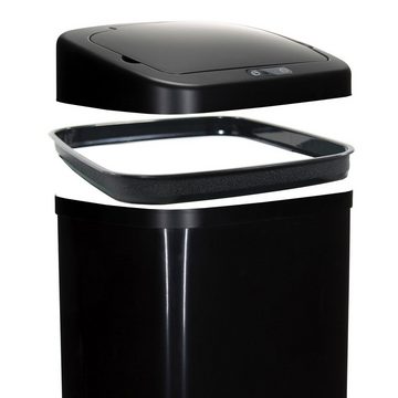 hjh OFFICE Mülleimer Sensor-Mülleimer CLEAN V Stahlblech, Kunststoff, 50L, Abfalleimer mit Sensor