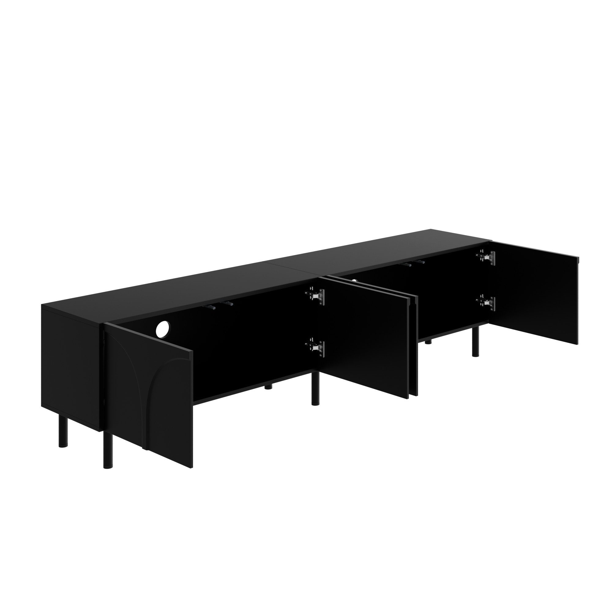 Merax Lowboard mit 3D geschwungenen Linien (180 x 35 x 49 cm (L x B x H), 1 St), TV-Schrank mit 4 Türen, 2 Staurräumen & Metallfüßen