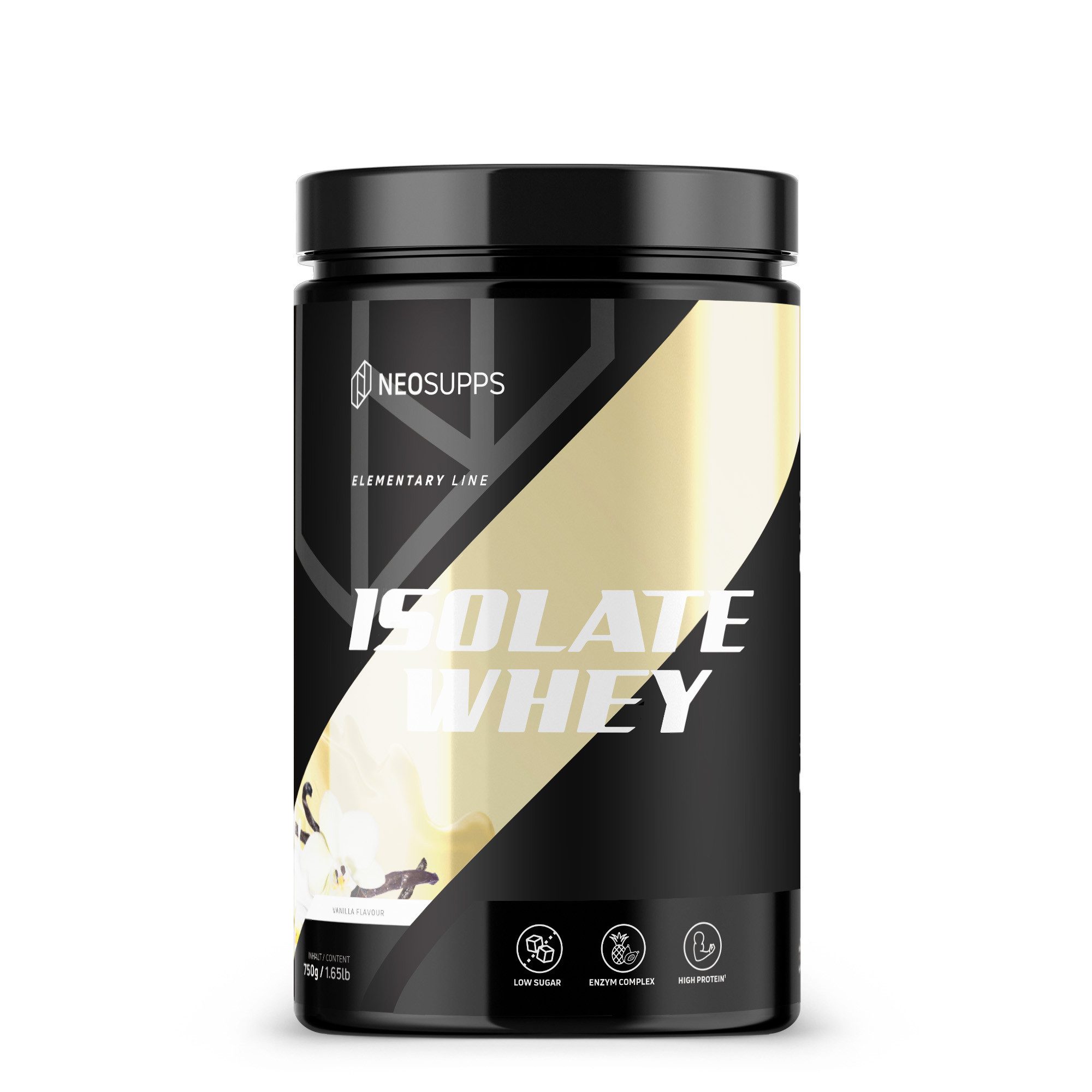 Neosupps Isolate Whey Protein Pulver 750g, Vanilla, 25g Protein pro Portion Pulver, 750 g