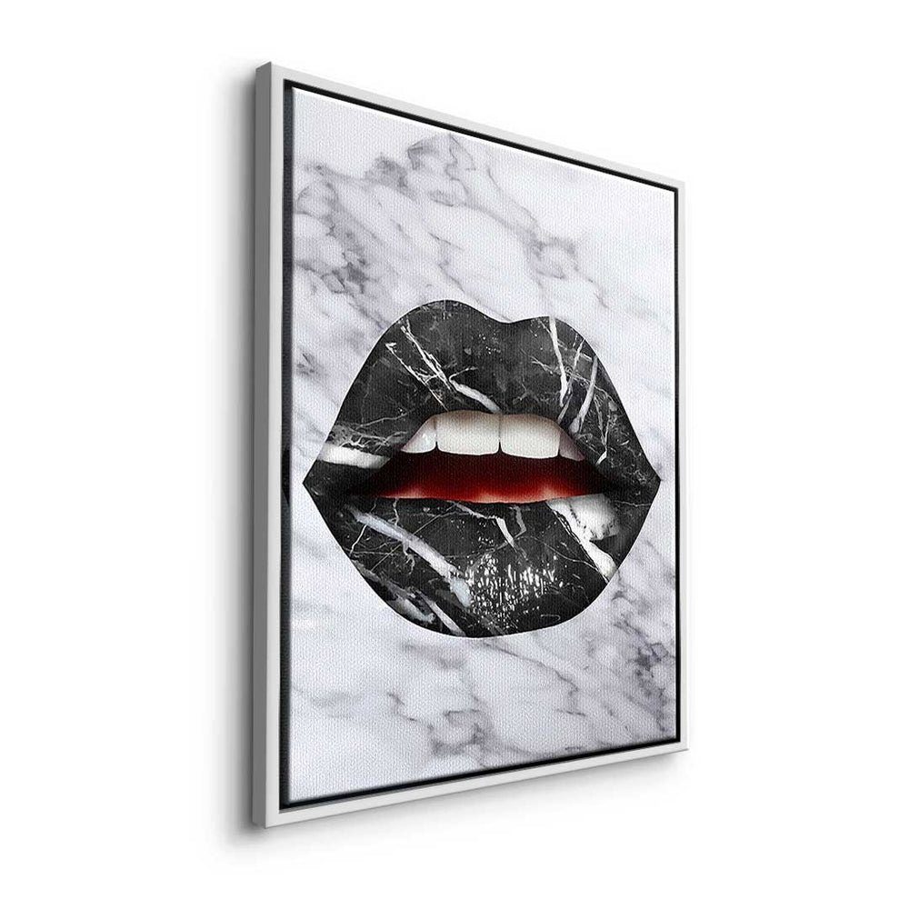 Lippen Leinwandbild ohne DOTCOMCANVAS® - Rahmen - Leinwandbild, Marmor Wandbild X Art - modernes Pop Premium