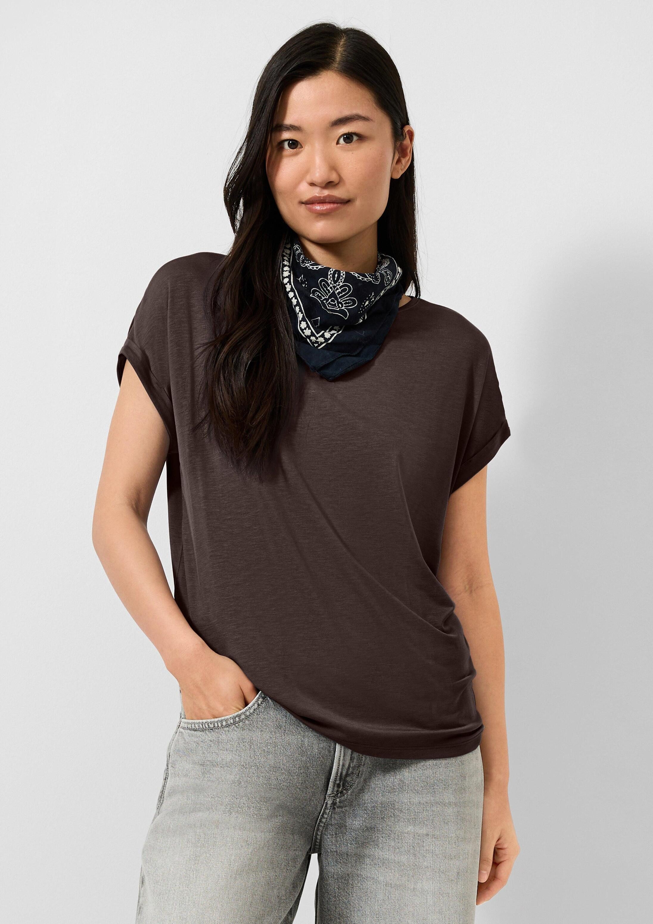 QS Kurzarmshirt T-Shirt T-Shirt aus Lyocellmix