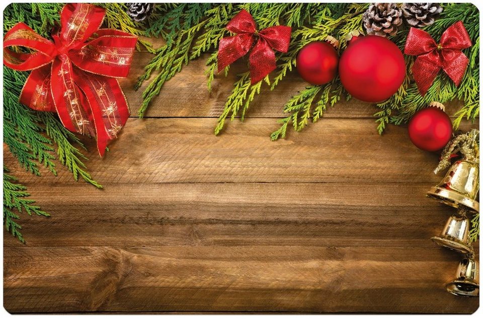 Platzset, Tischset Platzset MOTIV Weihnachtsdeko Schleifen Holz 1 Stk,  matches21 HOME & HOBBY, (1-St)