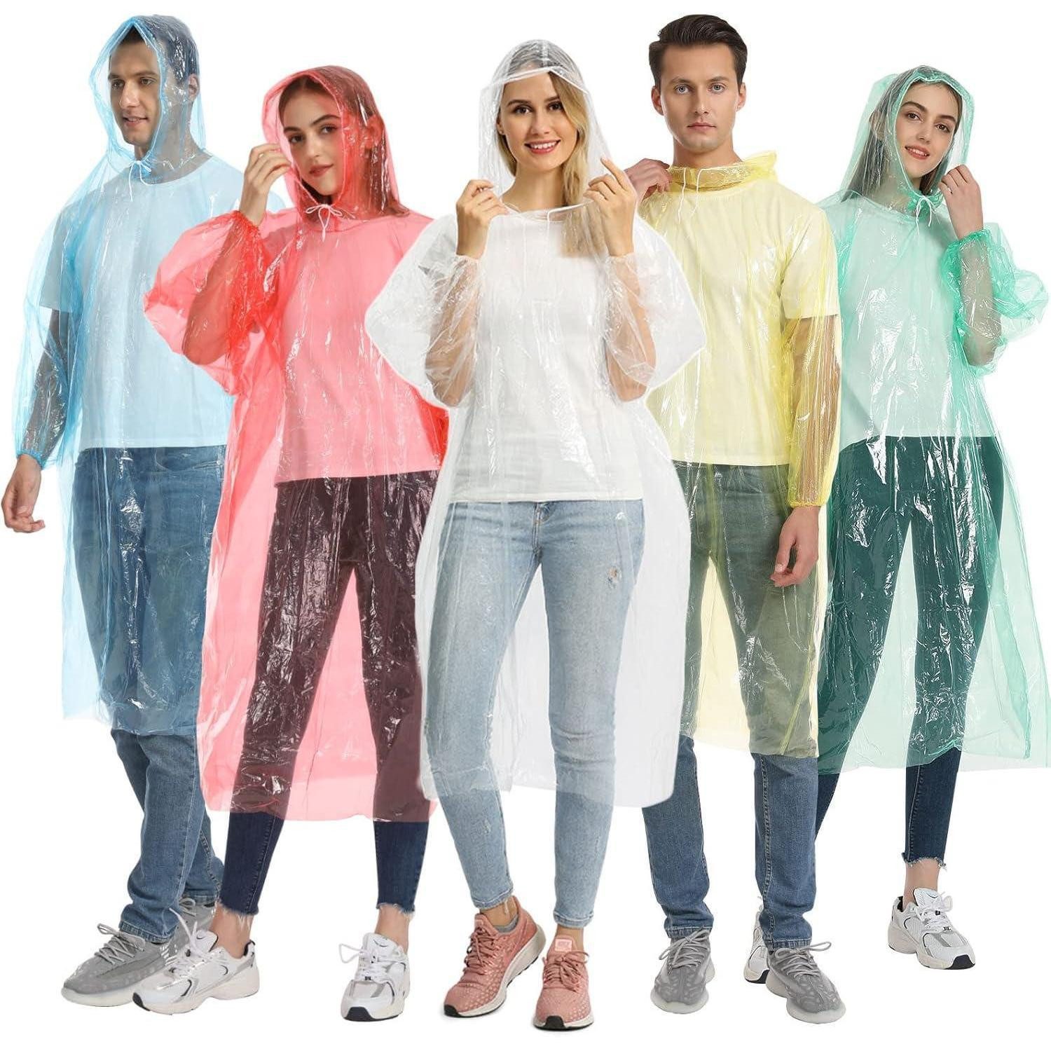 LuxusKollektion Regenponcho Regenponcho transparent wasserdicht Damen Herren Kapuze 5 Stück Bunt