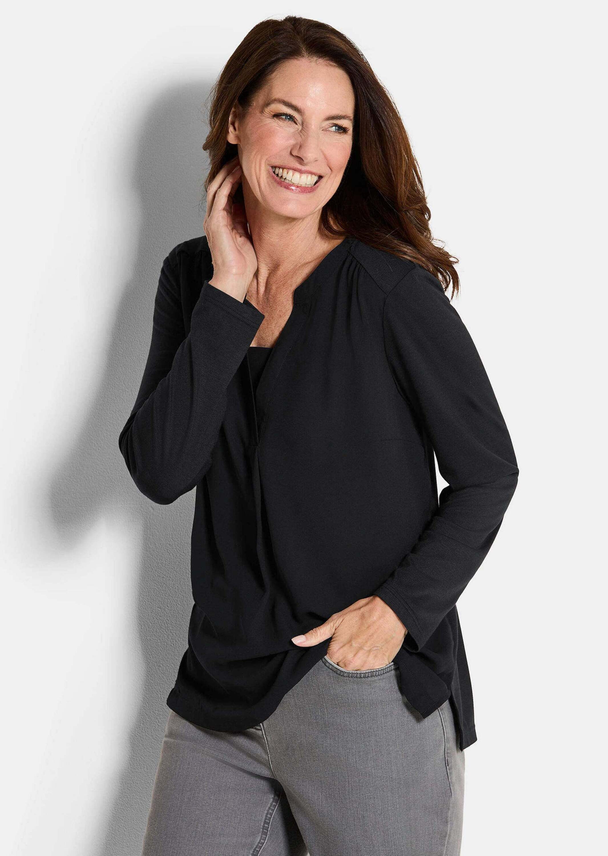 GOLDNER Shirtbluse Langarm Damen Unibluse mit günstig online kaufen