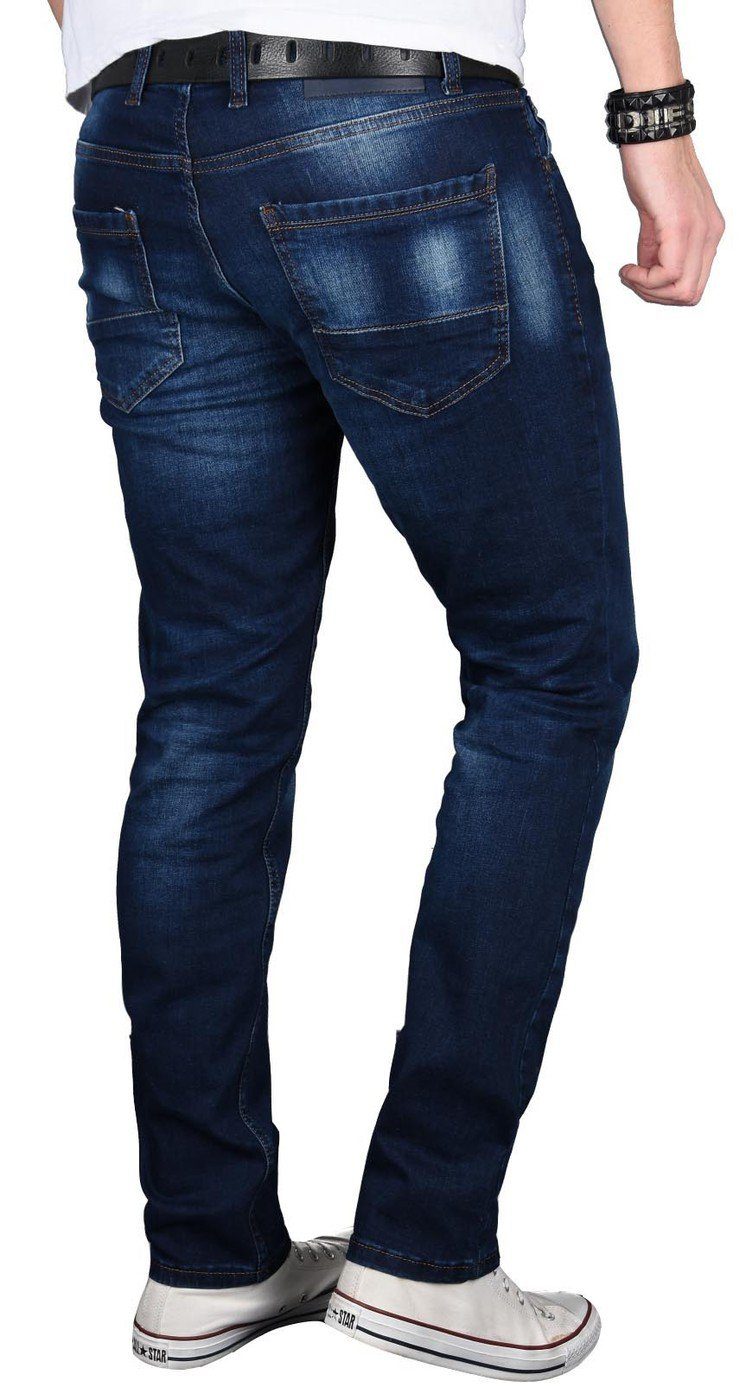 Straight-Jeans ASGenova Alessandro mit Salvarini washed Elasthan Stretch